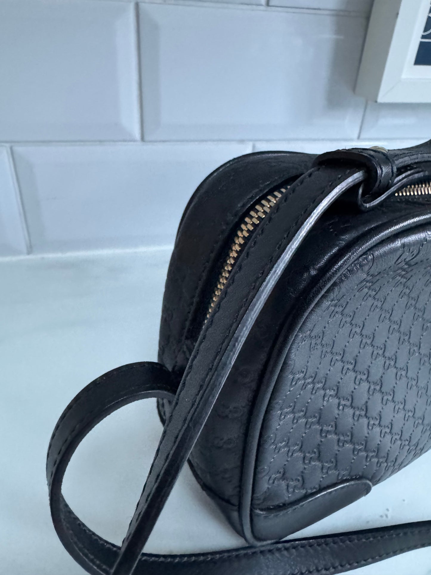 Gucci Micro Guccissima Bree Cross Body Bag - Black