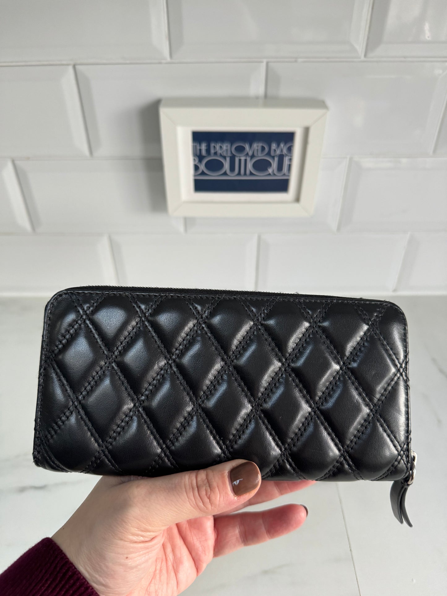 Mulberry Long Zip Around Quilted wallet - Black