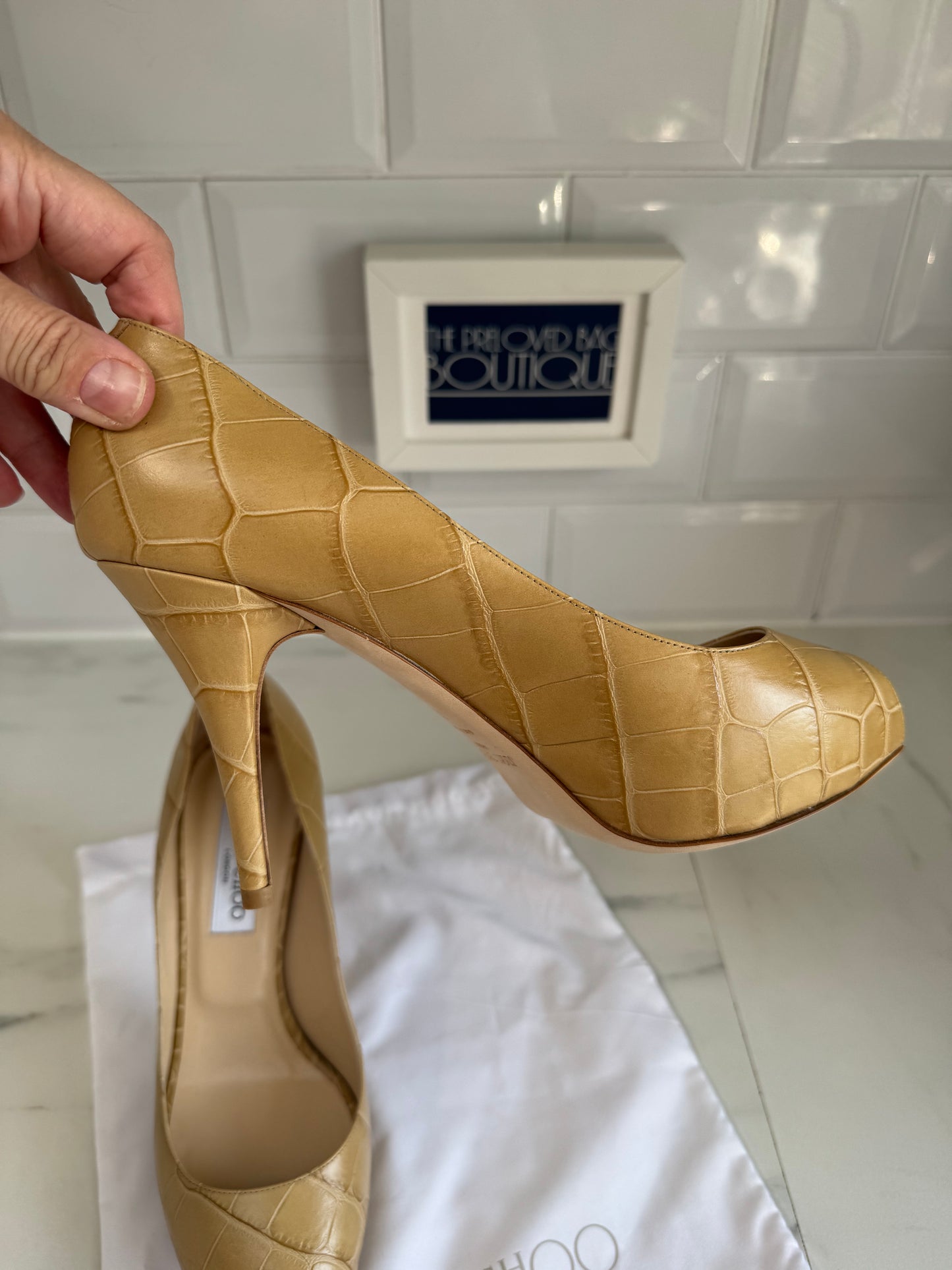 Jimmy Choo Peep Toe - Biscuit