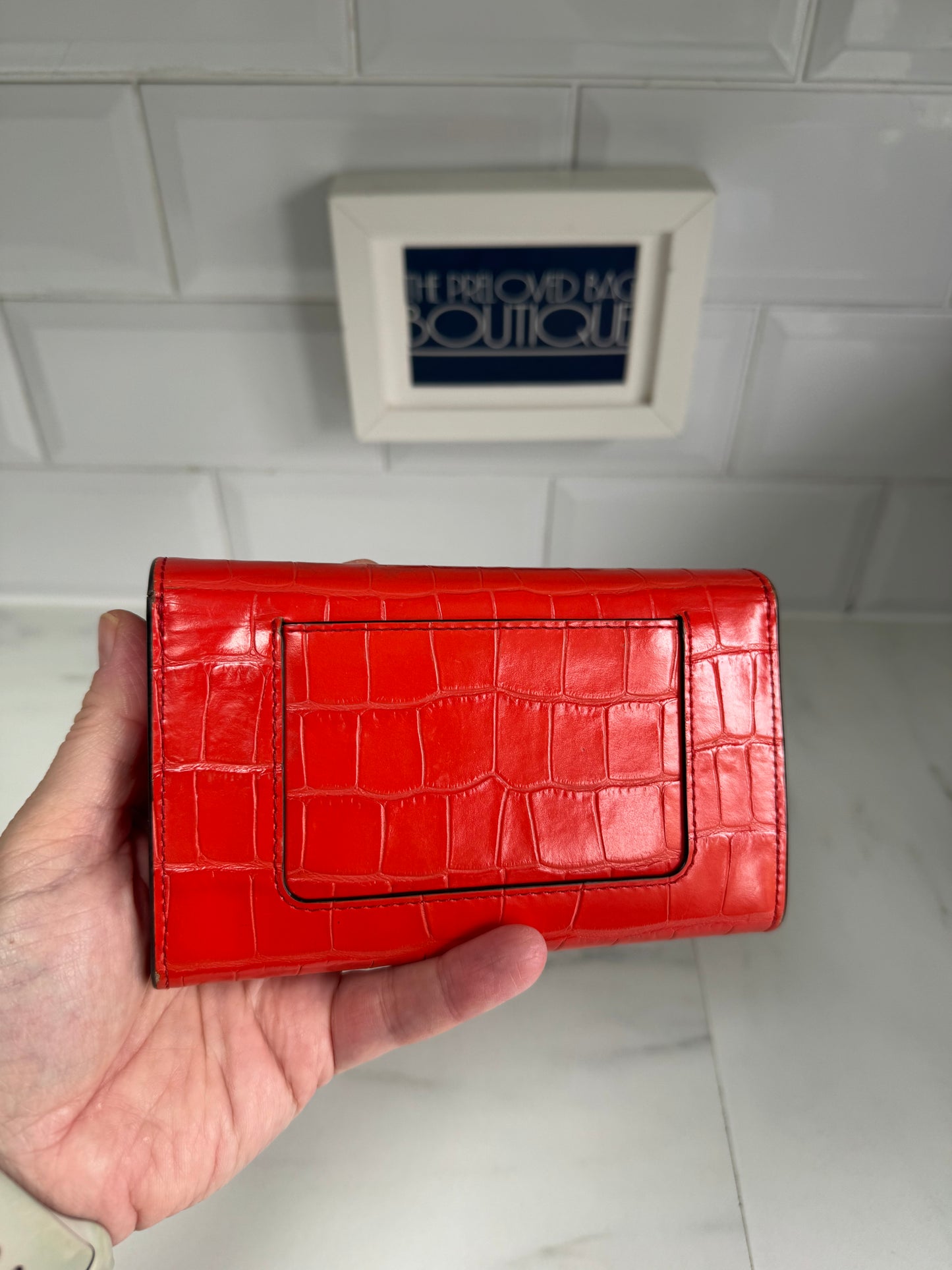 Mulberry Medium Darley wallet - Tomato Red Croc Embossed