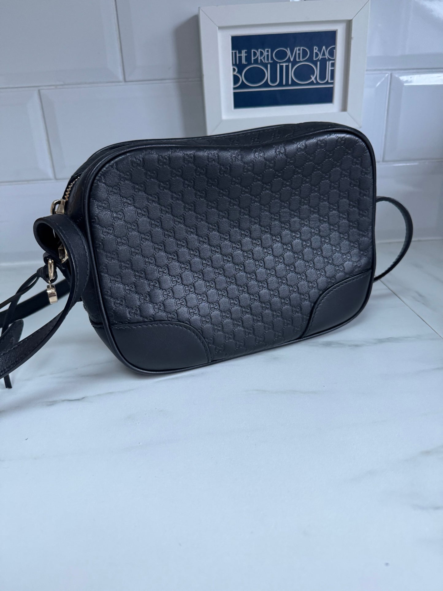 Gucci Micro Guccissima Bree Cross Body Bag - Black