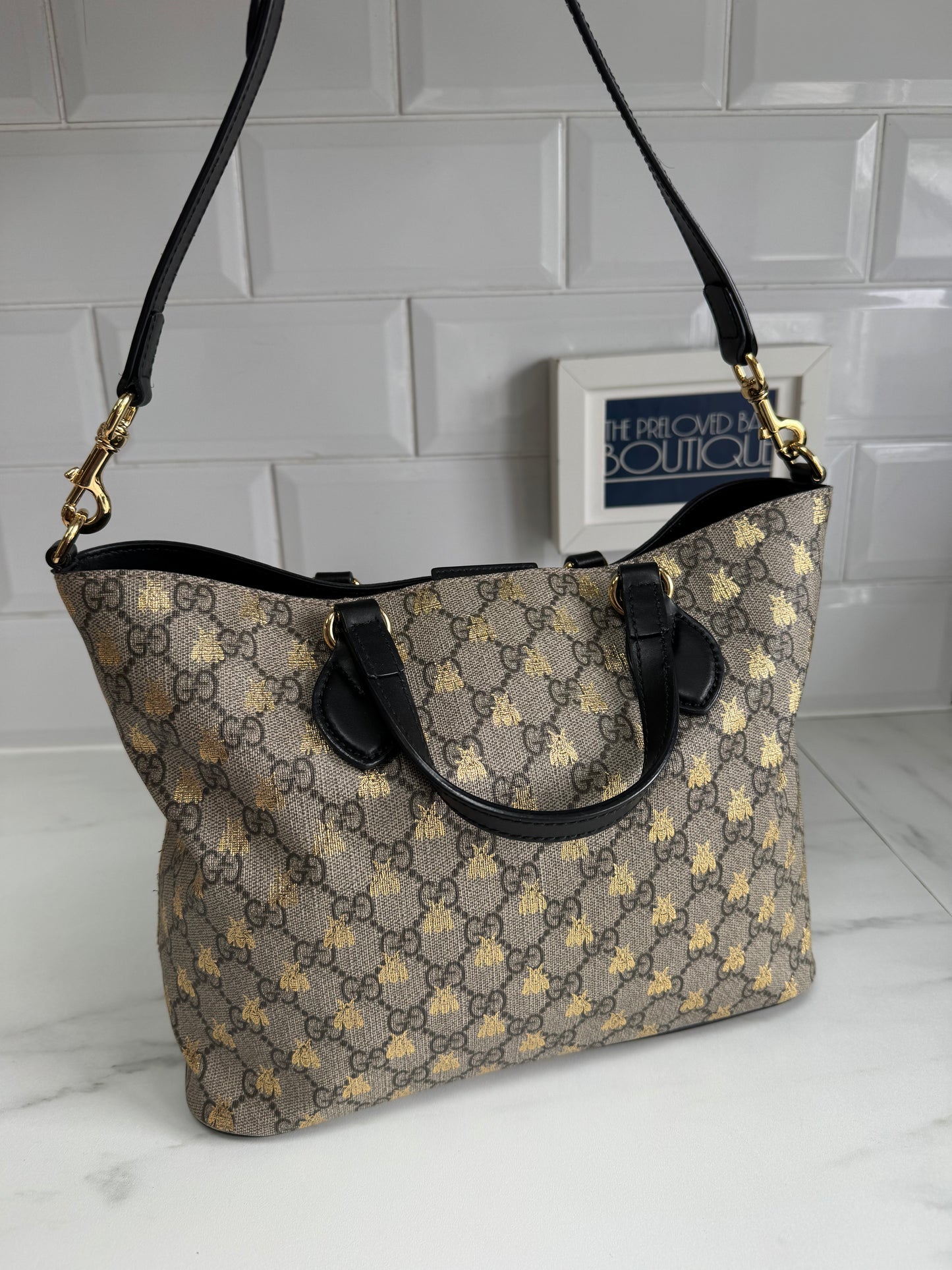 Gucci Supreme Bees Small Ltd Edition Cross Body Tote  - Grey