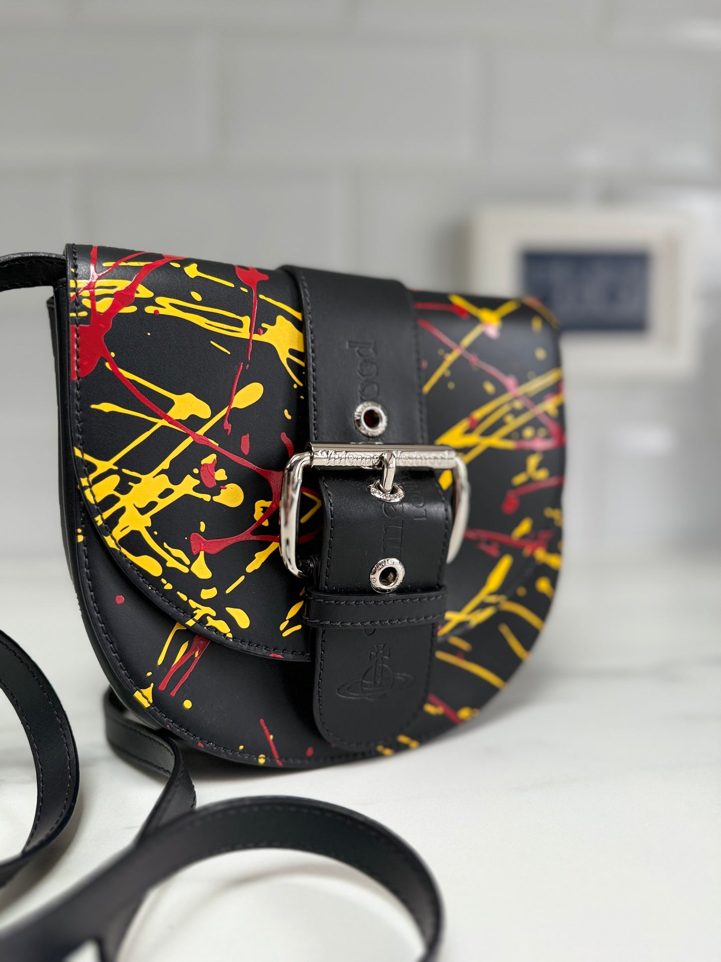 Vivienne Westwood Alex Saddle Bag - Black, Red & Yellow