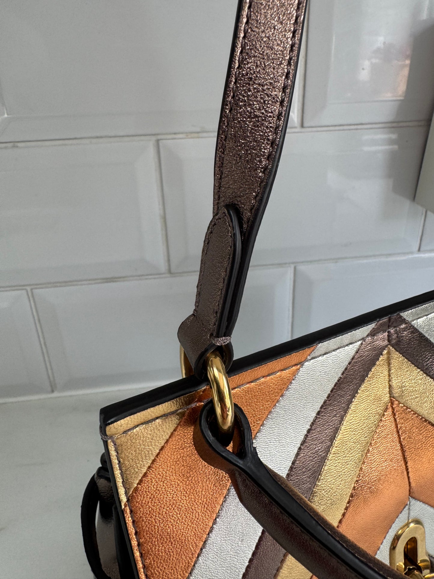 Mulberry Small Metallic Amberley - Gold, Bronze, Silver  (Bag and Coin Purse)