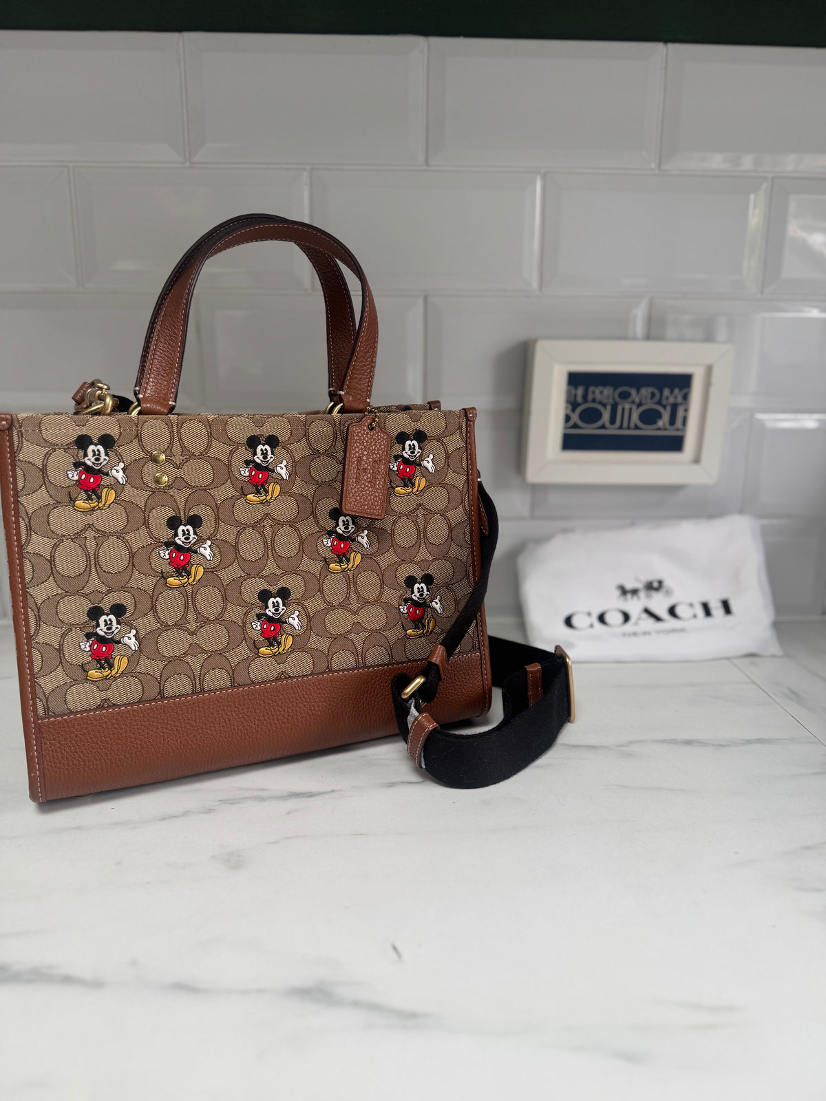 Coach Mickey Mouse Tote - Brown, Black and Red