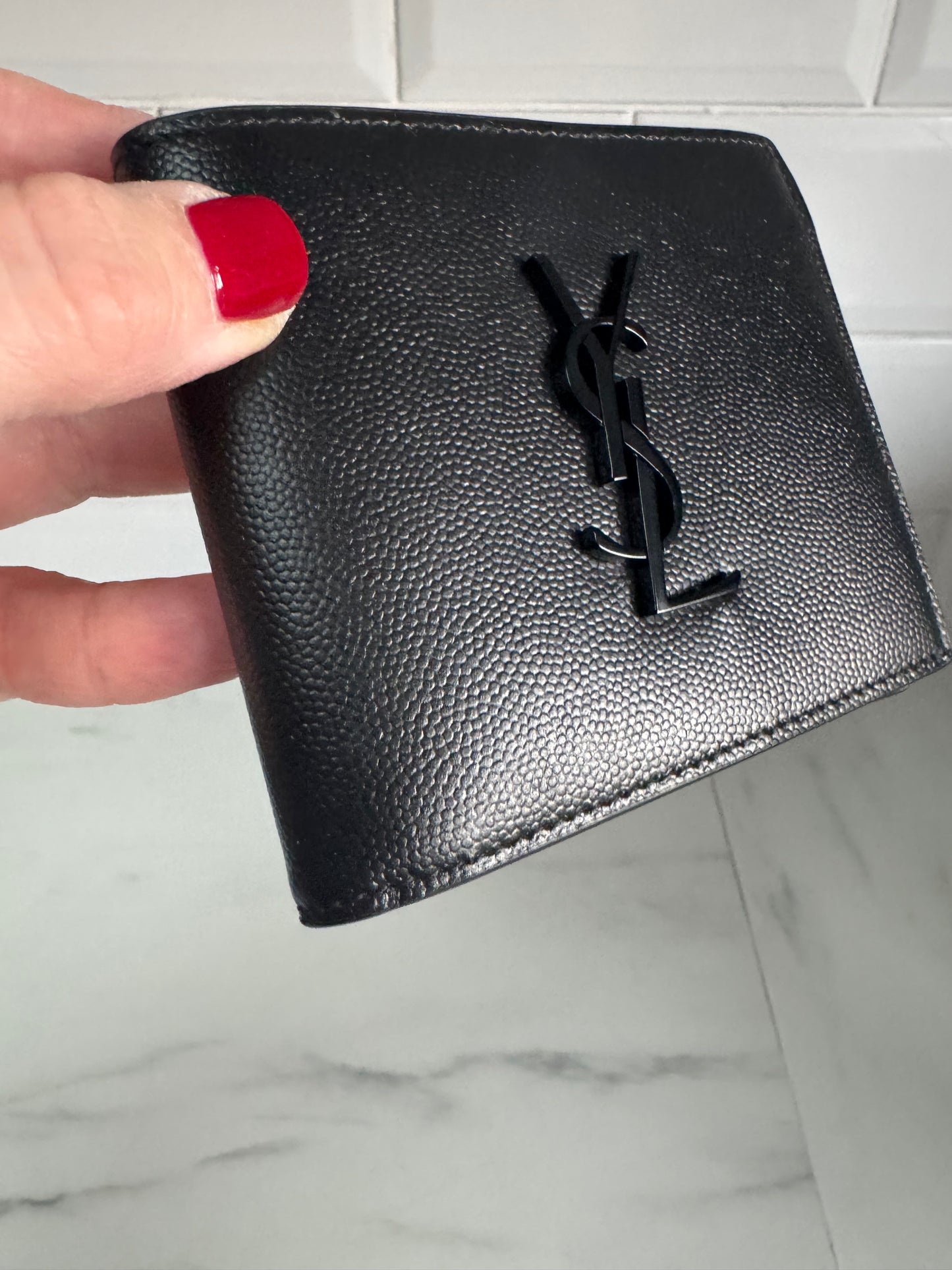 Saint Laurent (YSL) Monogram Bifold Card Holder/Wallet - Black
