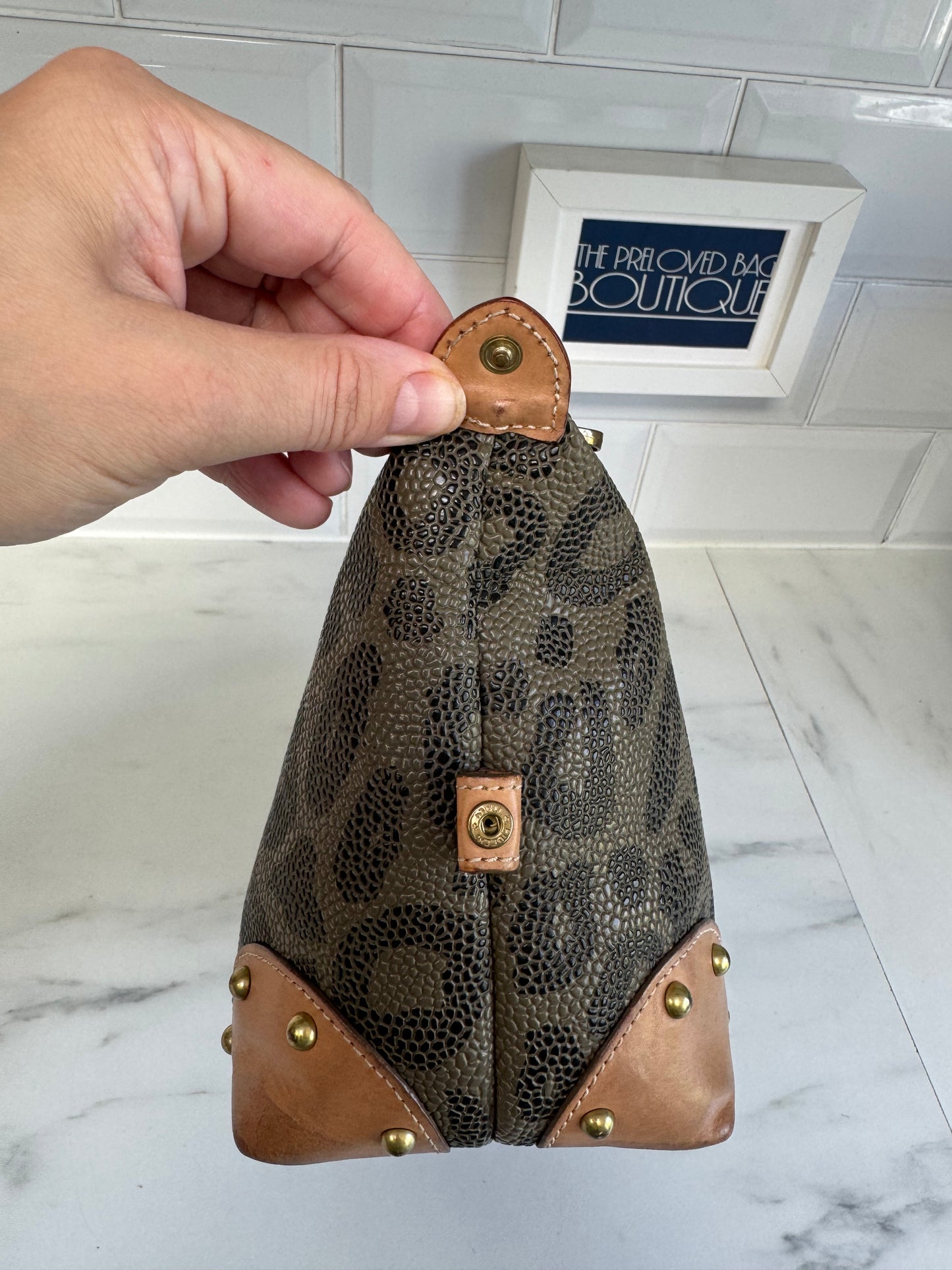 Mulberry Limited Edition Scotchgrain Birds Nest Wash Bag - Olive Green and Black Leopard Print