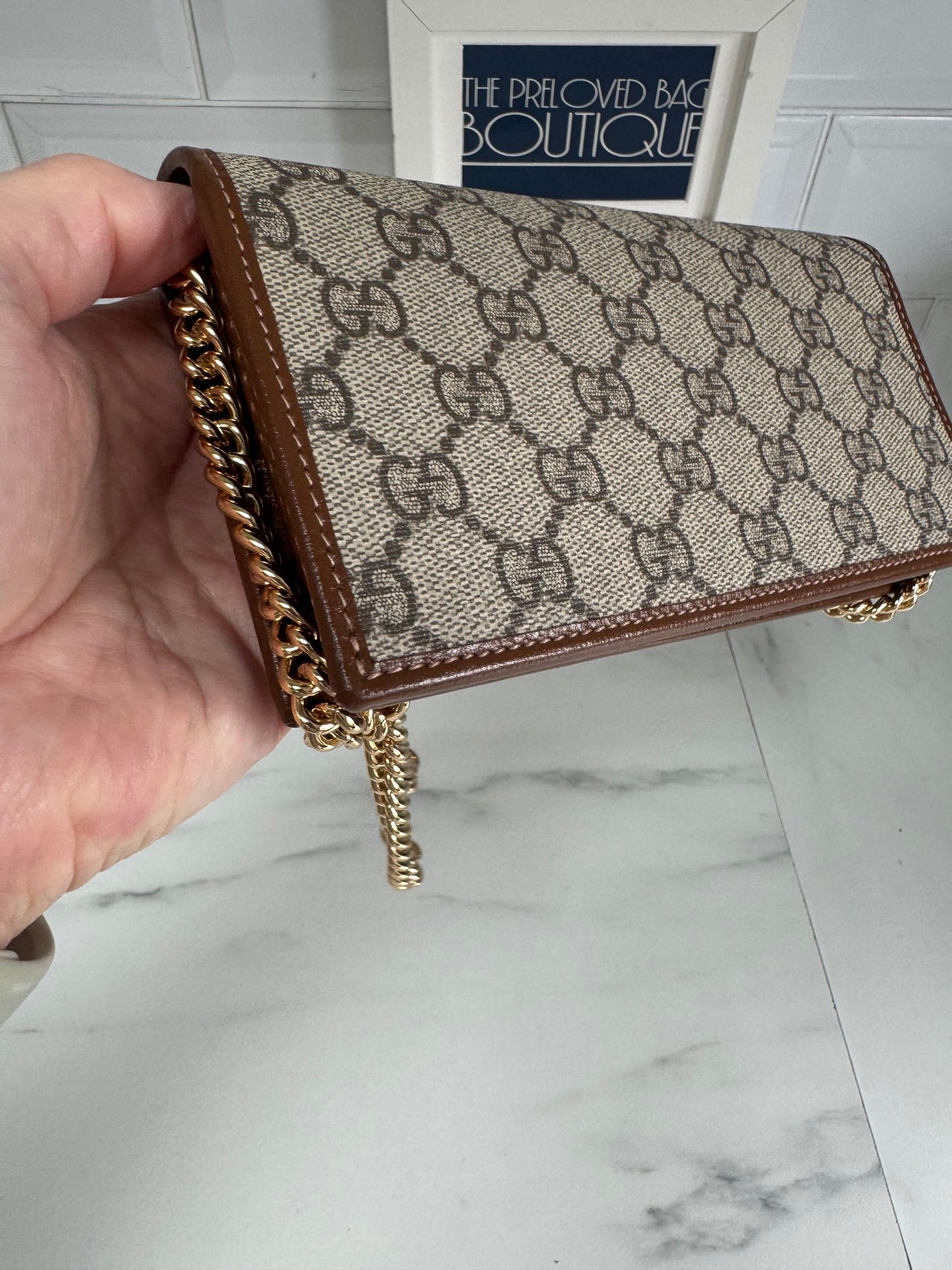 Gucci Horsebit Wallet on Chain - Brown and Beige