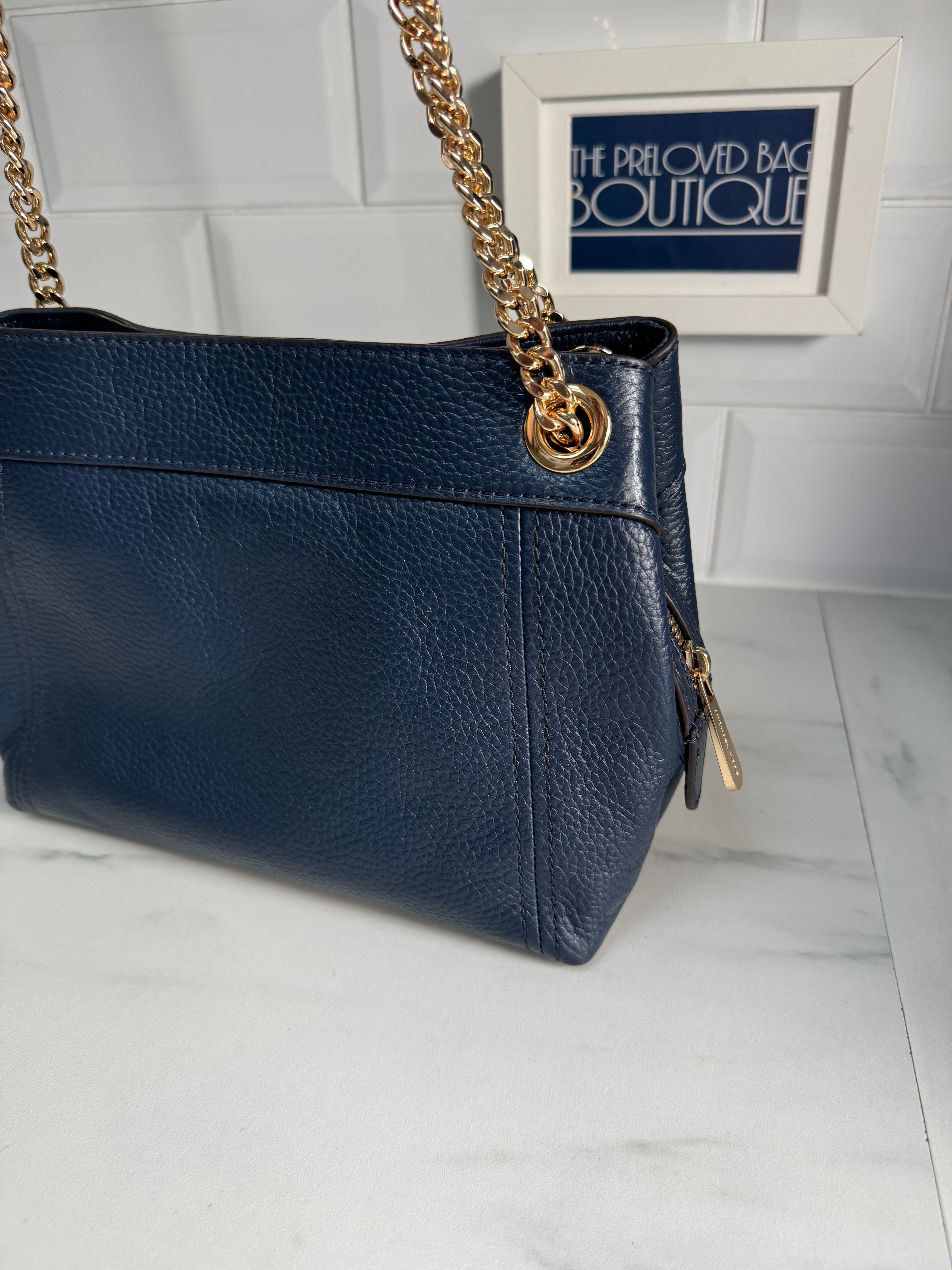 Michael kors navy satchel on sale