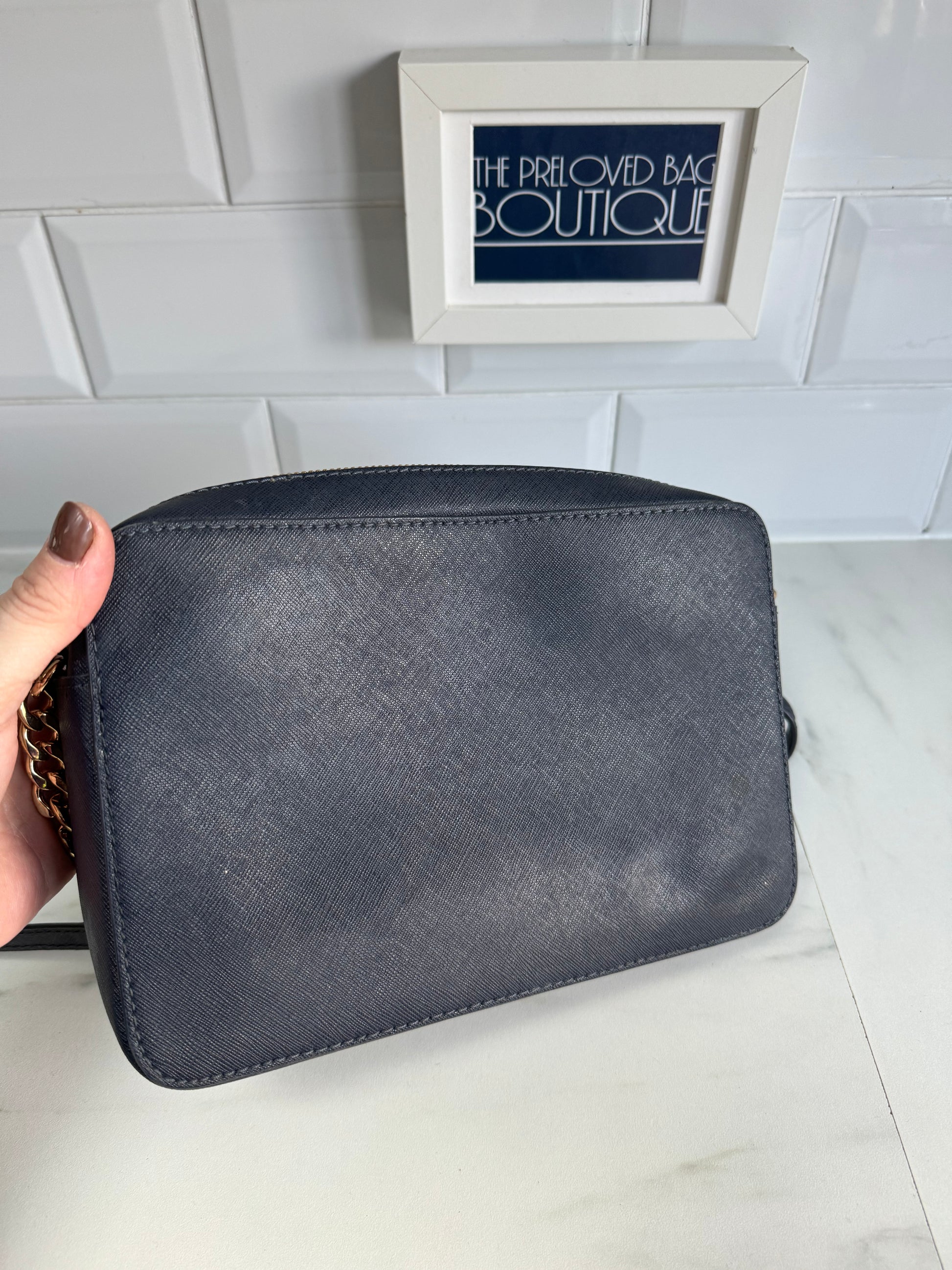 Michael Kors Jet Set cross body bag Navy The Preloved Bag Boutique