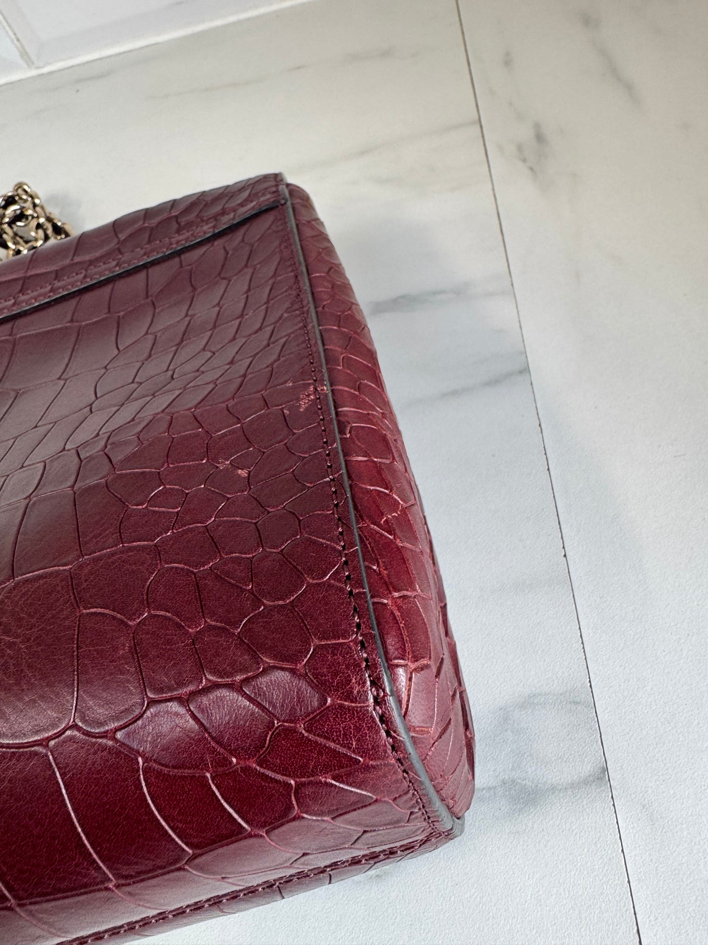 Mulberry Medium Lily - Oxblood Croc Embossed