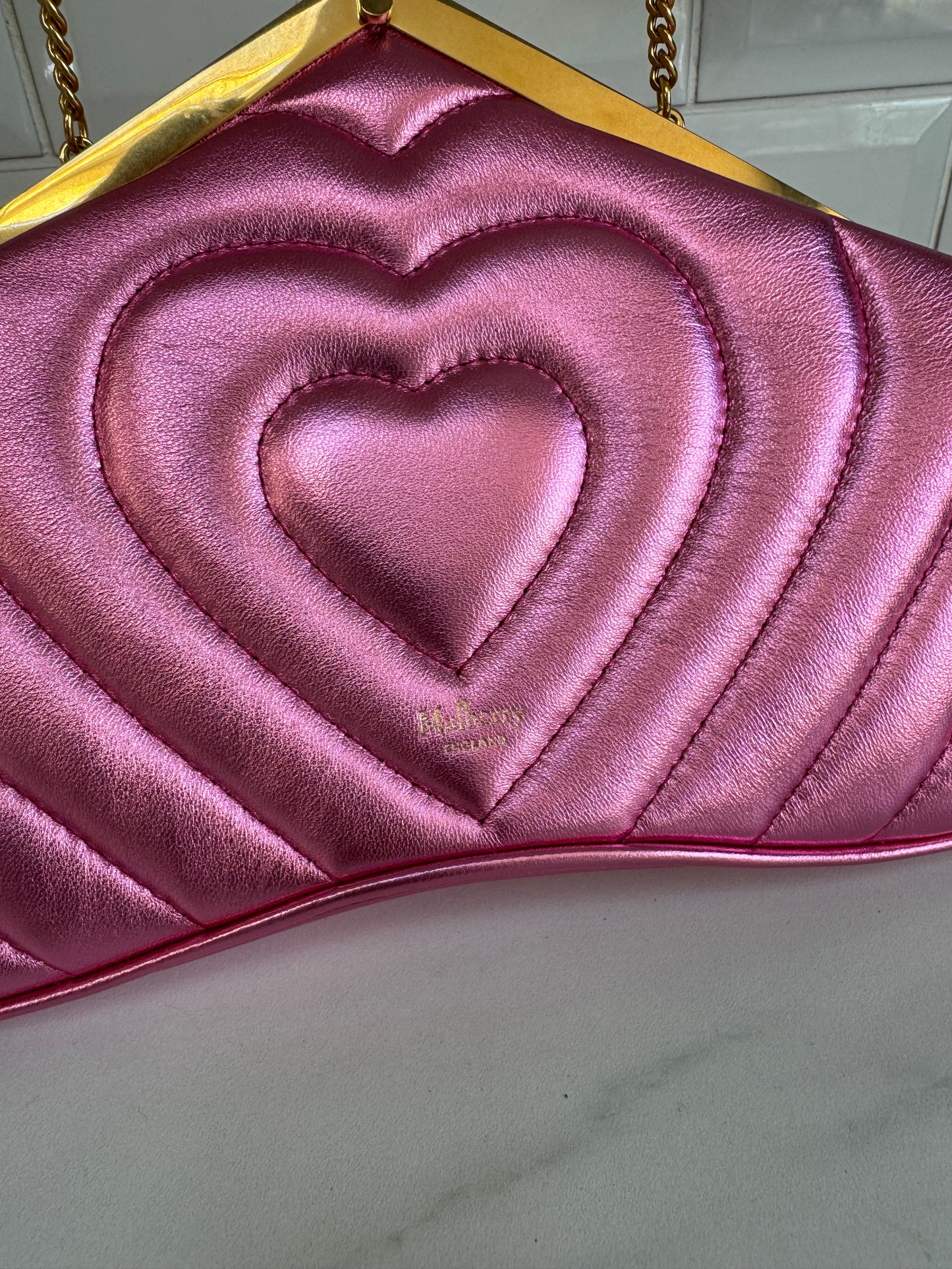 Mulberry Small Witney Heart Clutch - Metallic Pink