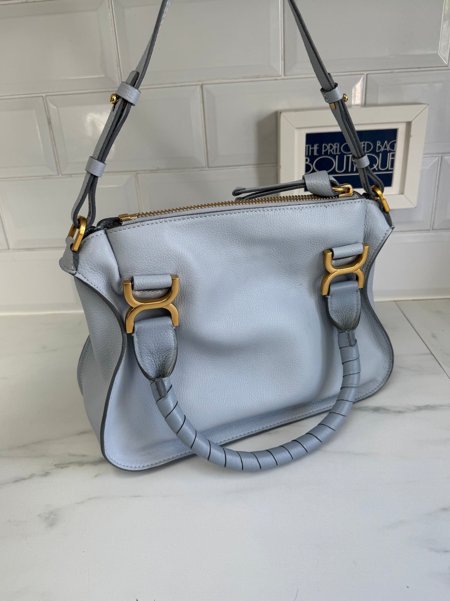 Chloé Small Marcie Saddle Bag - Washed Blue