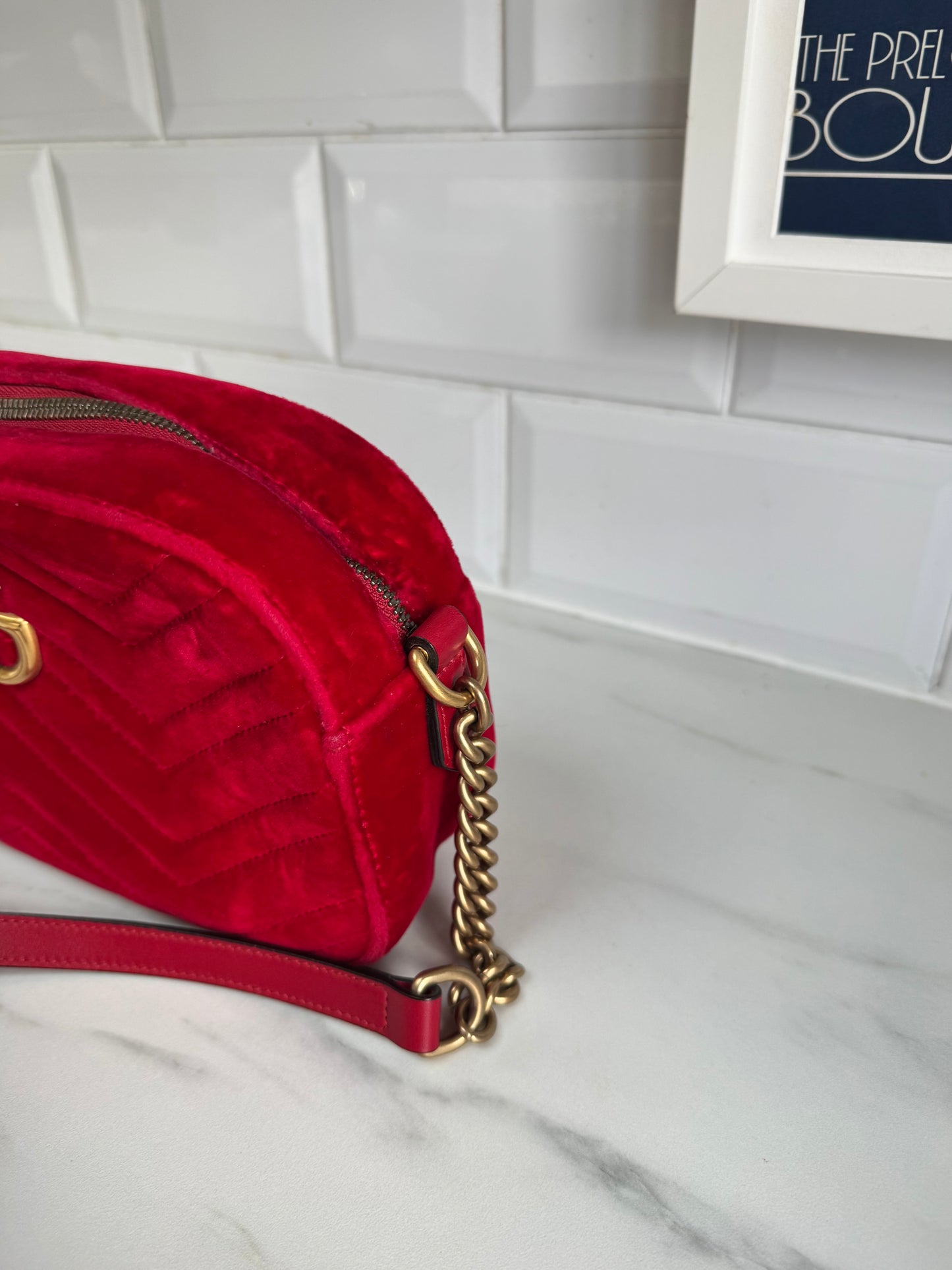 Gucci Marmont Small Camera Bag - Red Velvet