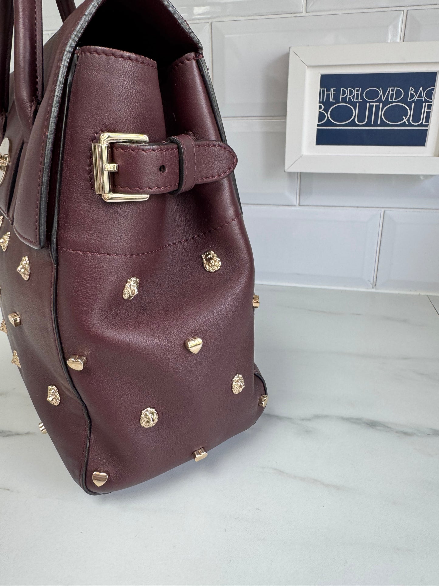 Mulberry Medium Limited Edition Cara  Delevingne Lion and Heart Rivet Backpack - Oxblood
