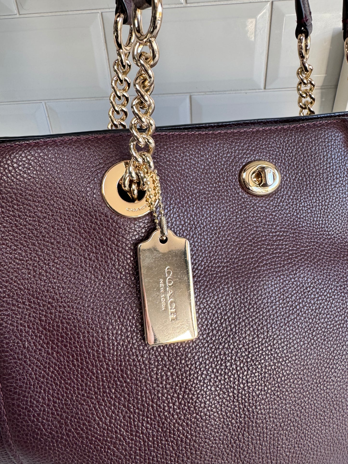 Coach Turnlock Tote - Burgundy