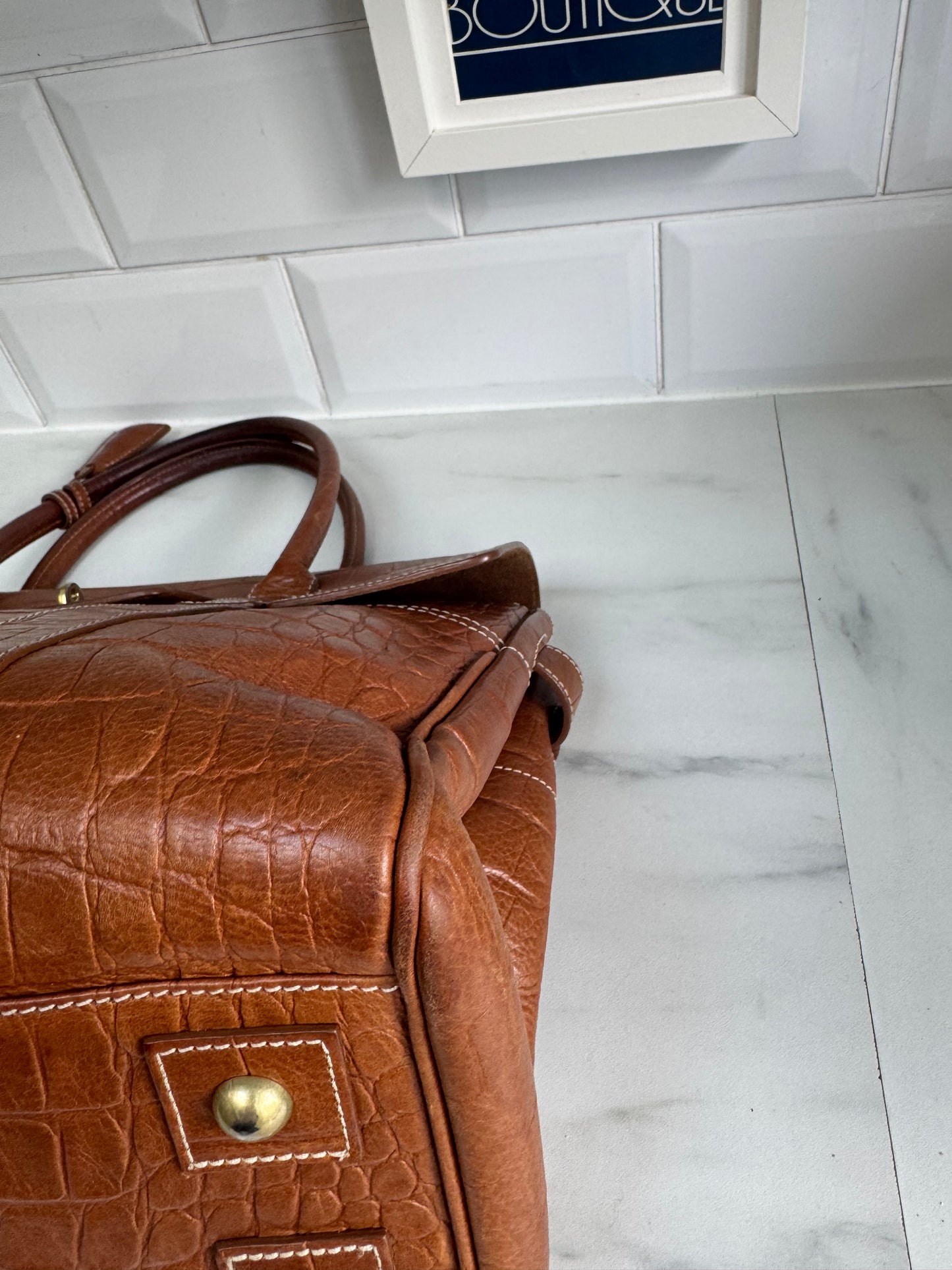 Mulberry Croc Embossed Bayswater - Oak