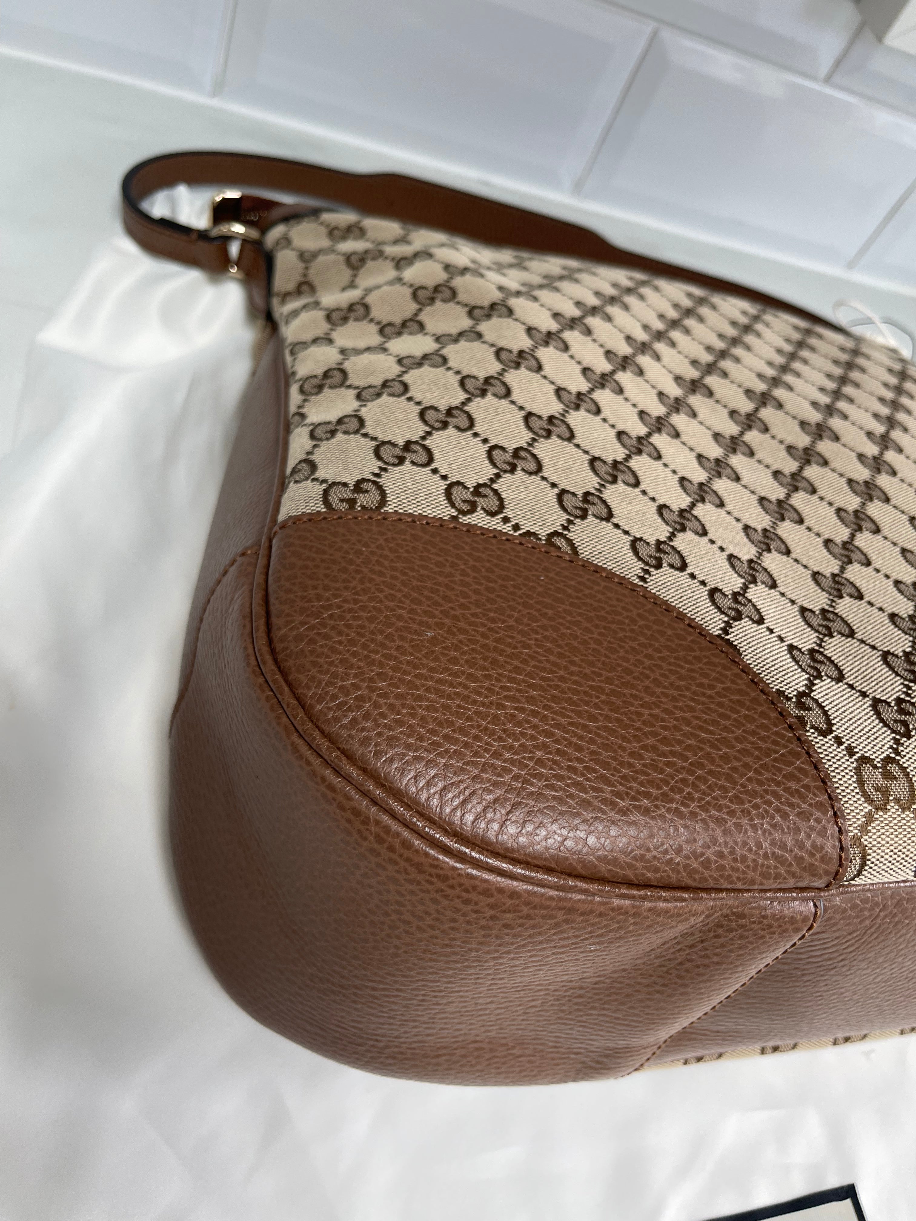 Gucci brown outlet leather hobo bag