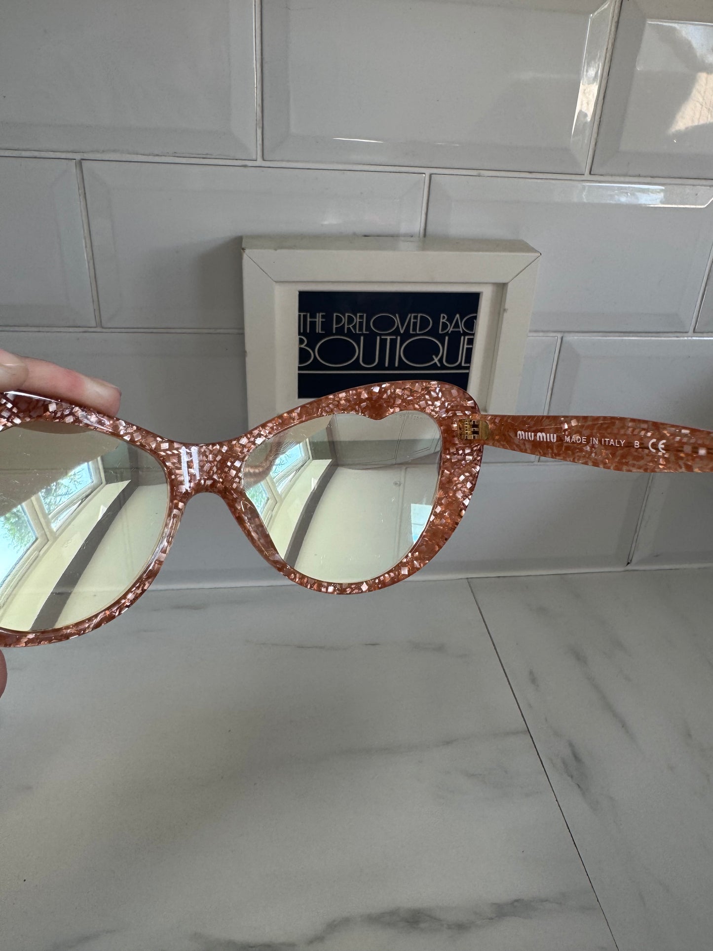 Miu Miu Cat Eye Tinted Sunglasses - pink and gold