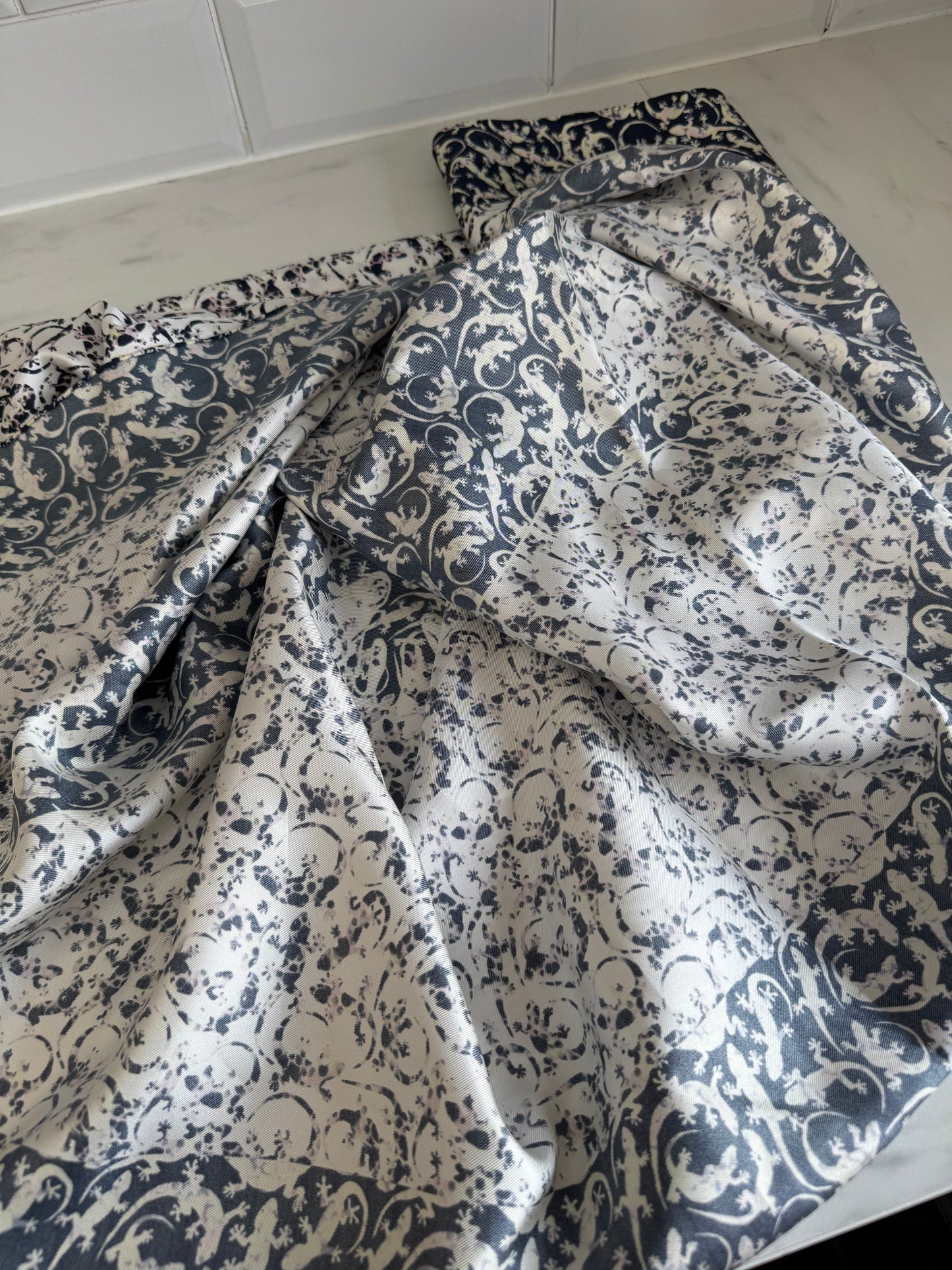 Mulberry Limited Edition Silk Square Scarf Gecko Print - Blue, Cream, Pink