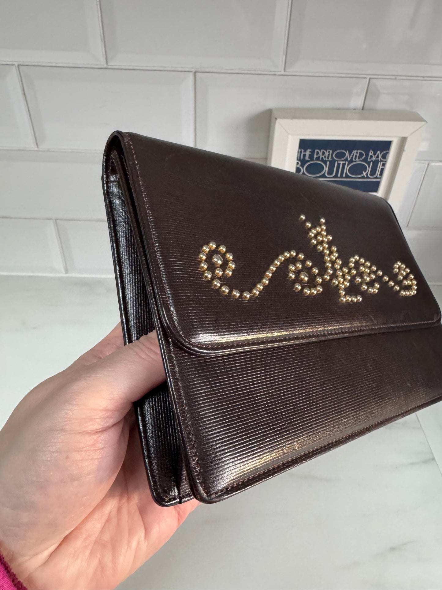 Yves Saint Laurent - Vintage Clutch with Studs - Brown