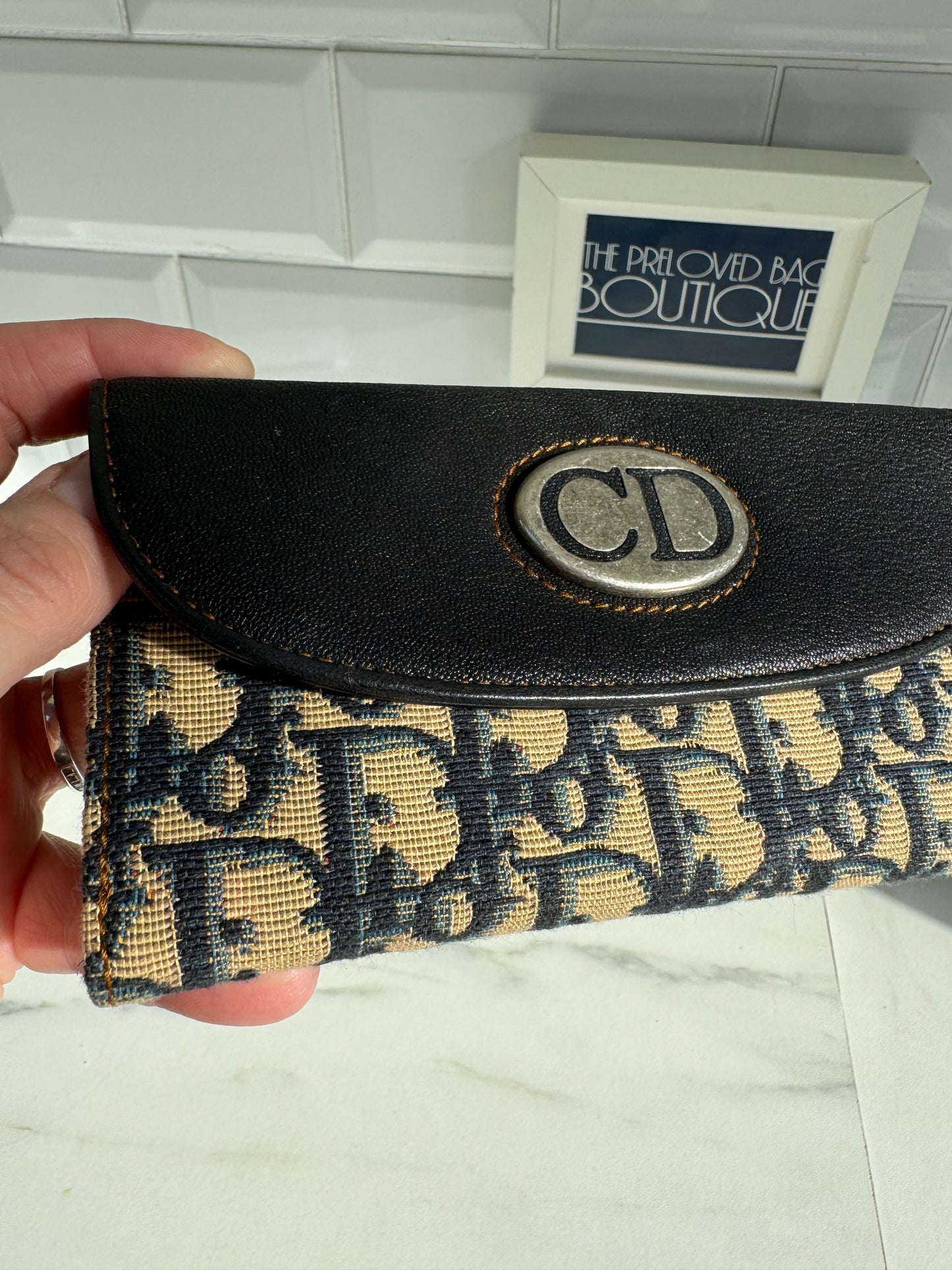 Christian Dior Trotter Jacquard Purse - Navy