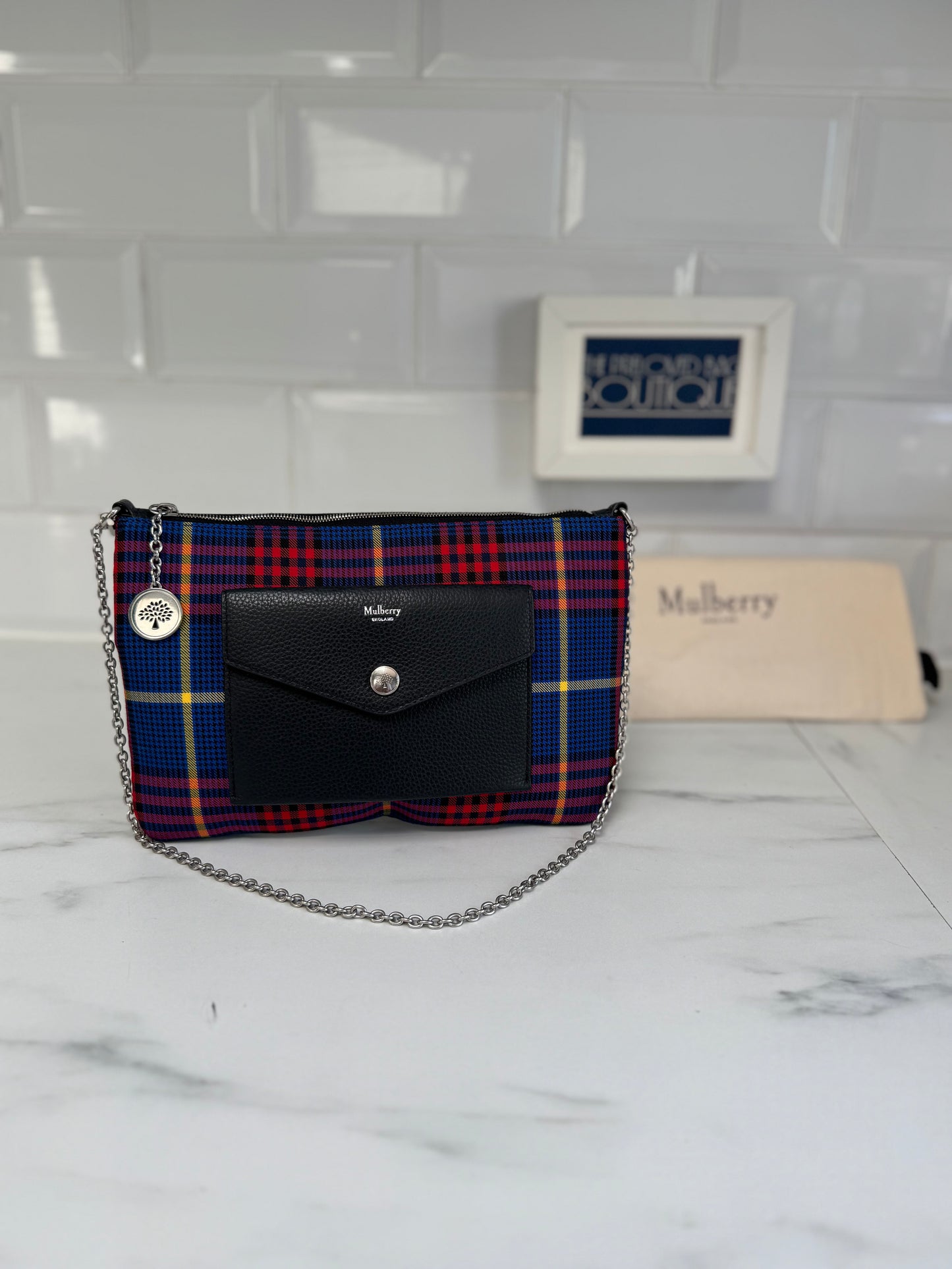 Mulberry Tartan Pouch - Blue Yellow and Red