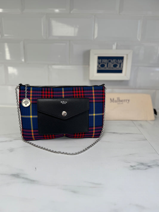 Mulberry Tartan Pouch - Blue Yellow and Red