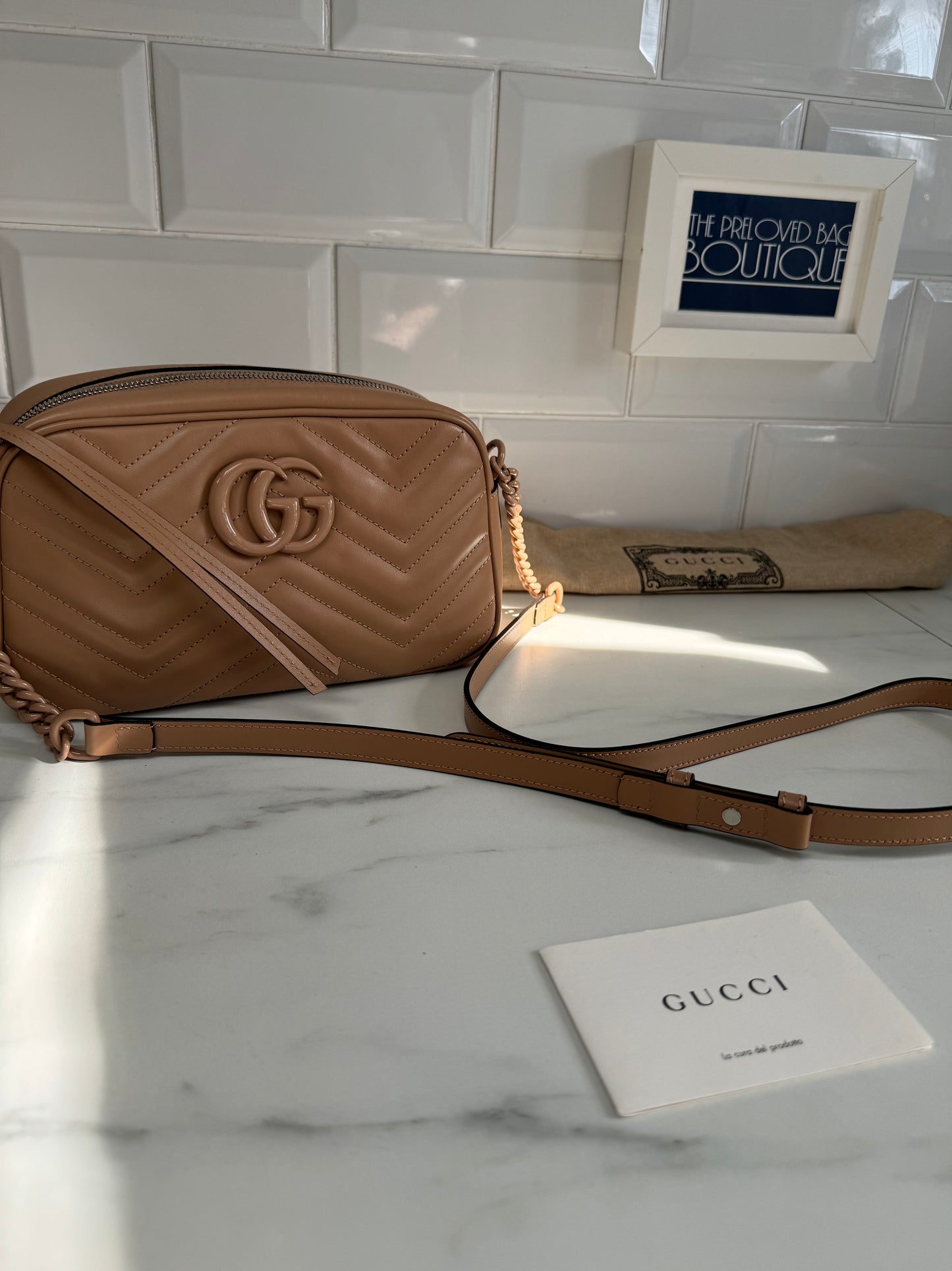 Gucci Small Marmont Matelassé Shoulder Bag - Beige