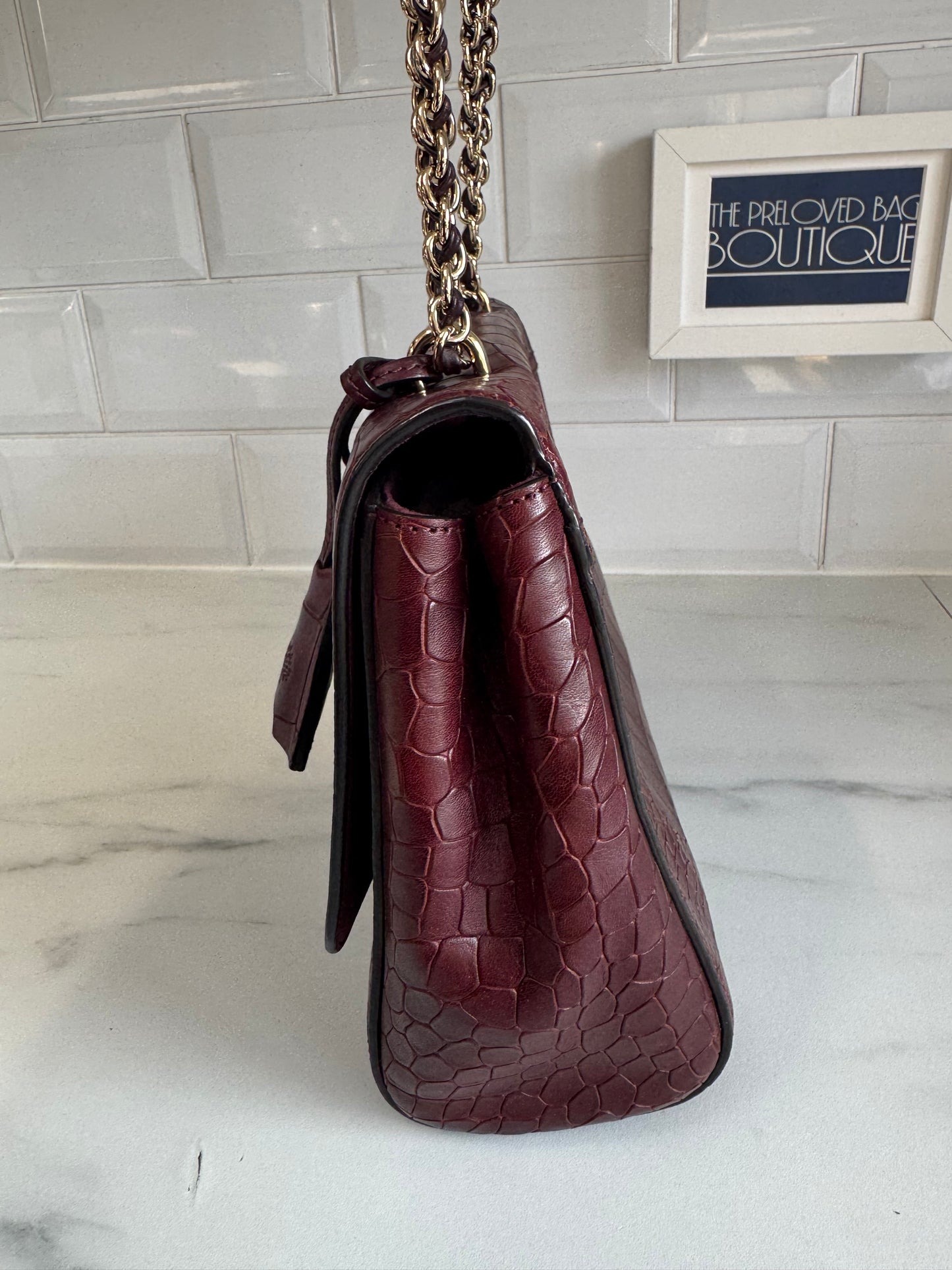 Mulberry Medium Lily - Oxblood Croc Embossed