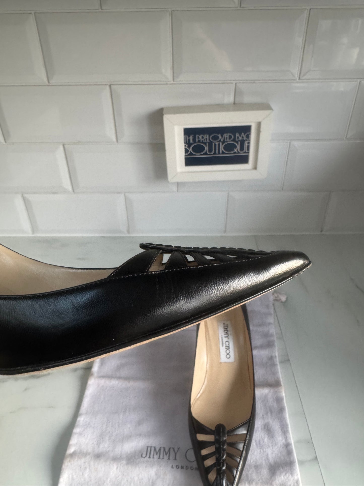 Jimmy Choo Cut Out Kitten Heels - Black