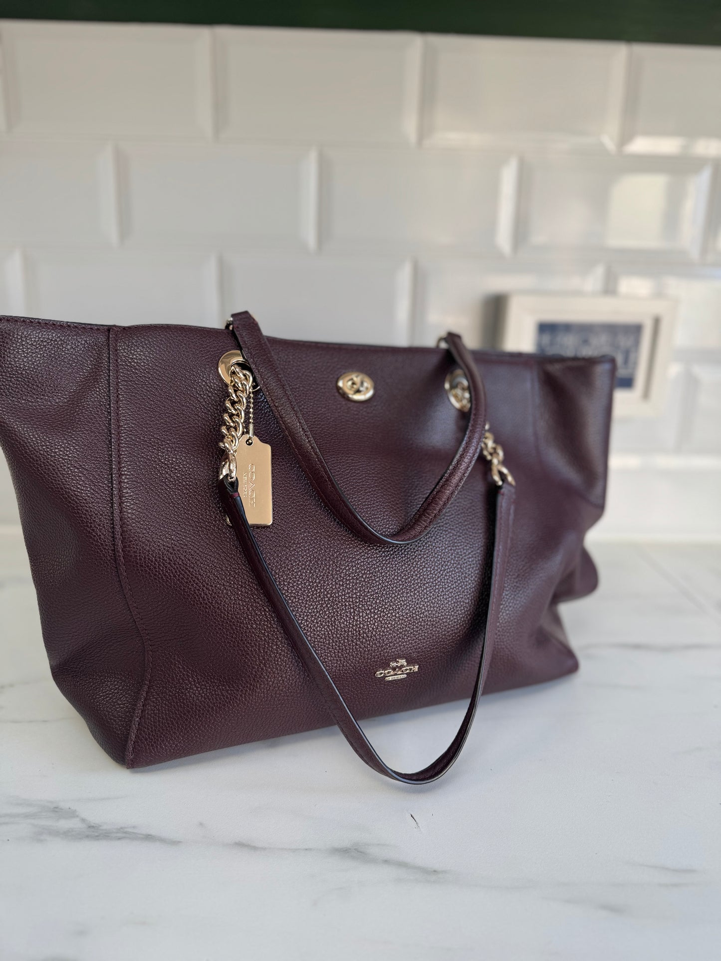 Coach Turnlock Tote - Burgundy