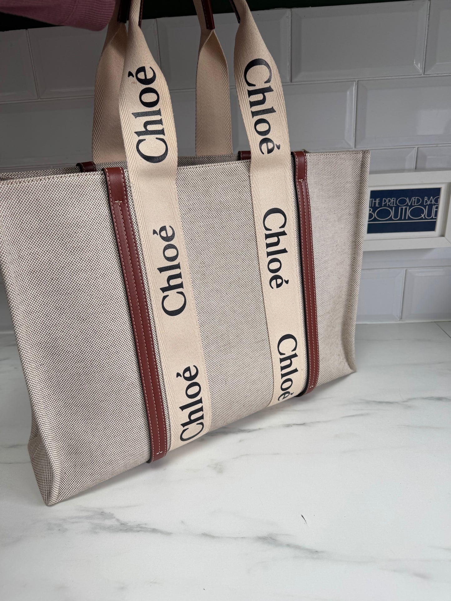 Chloé Large Woody Tote - Natural, Cream, Tan and Black