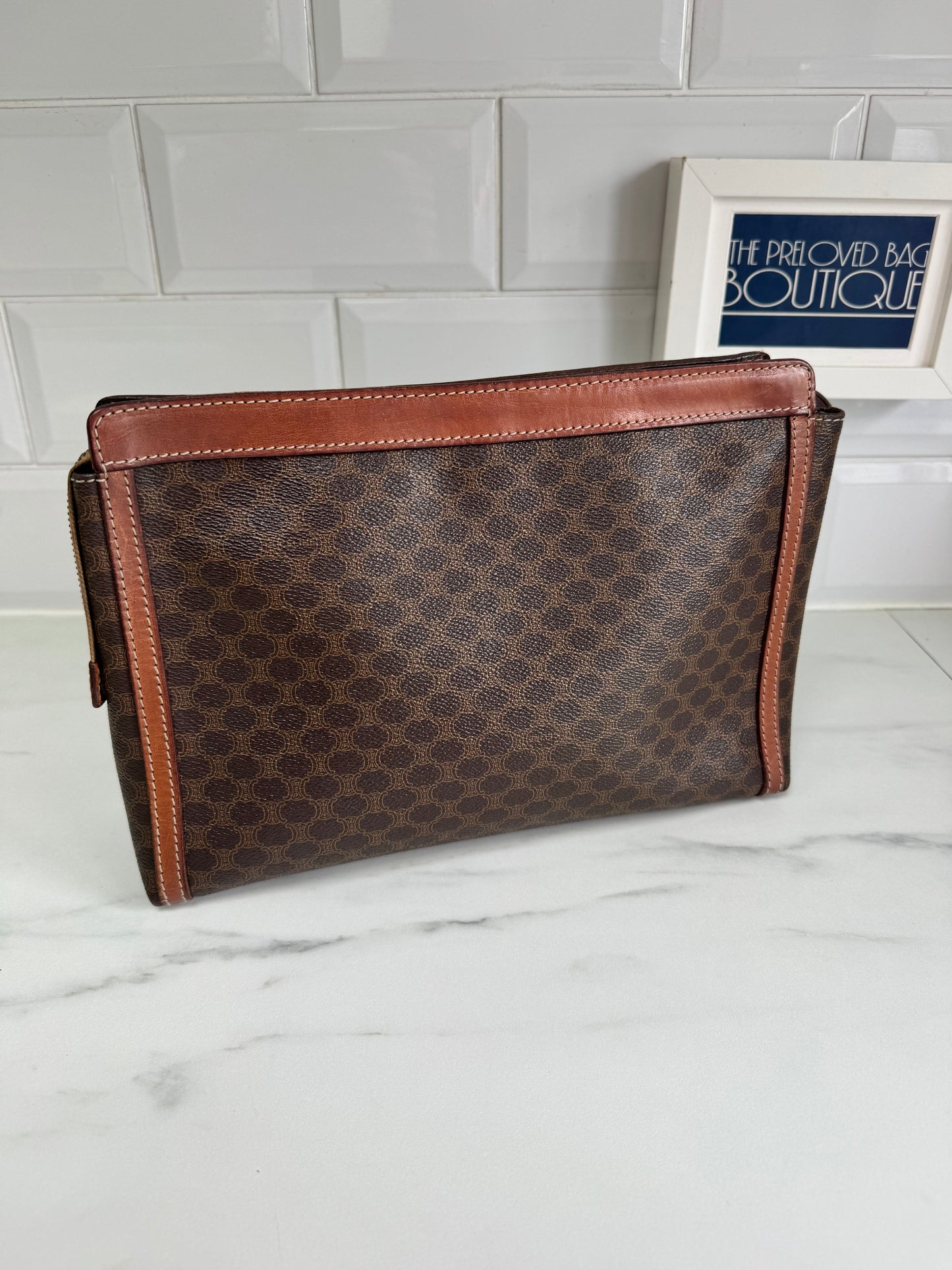 Celine Macadam Toiletry/Clutch- Brown