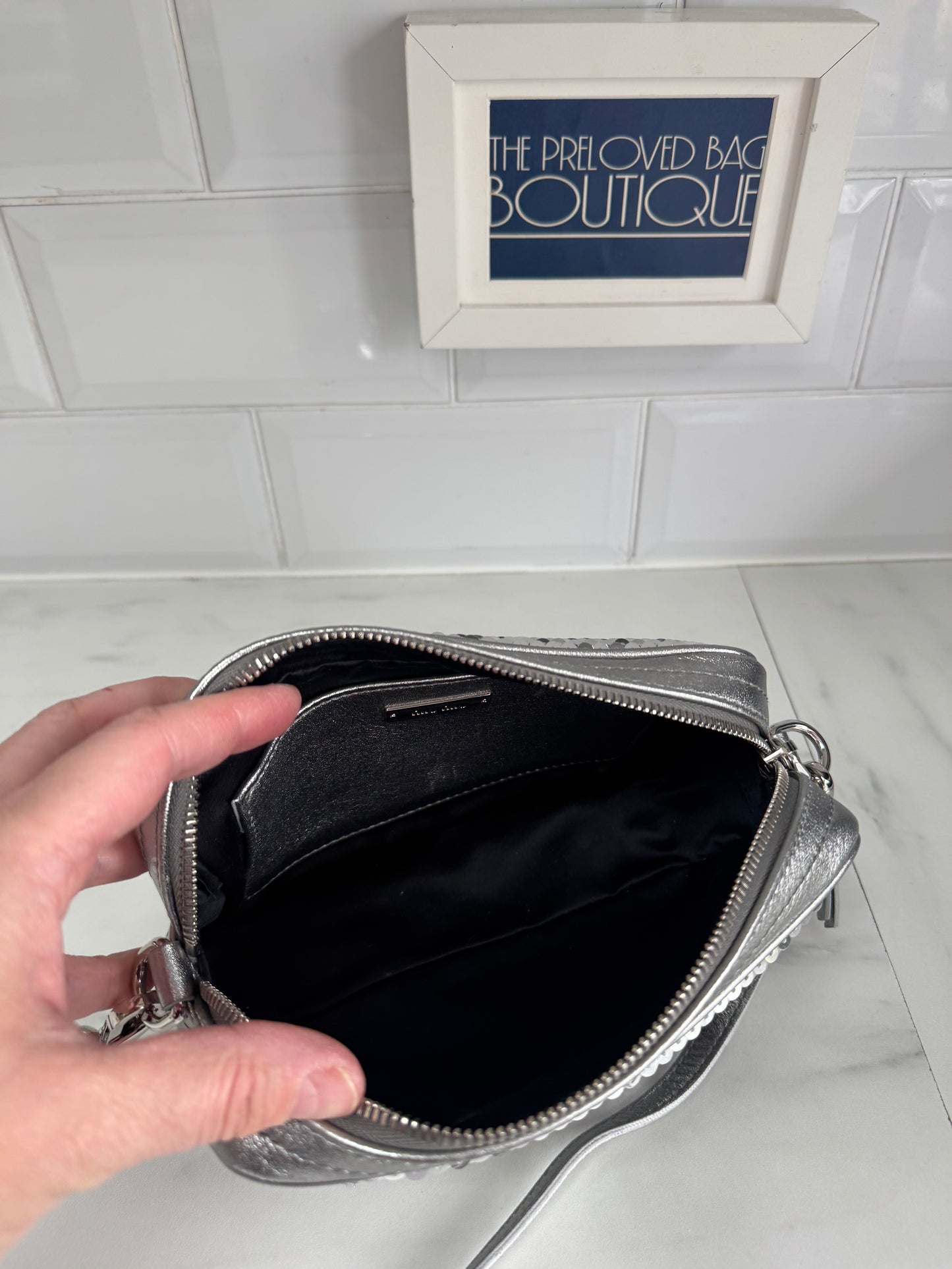 Miu Miu Sequin Camera Bag - Silver