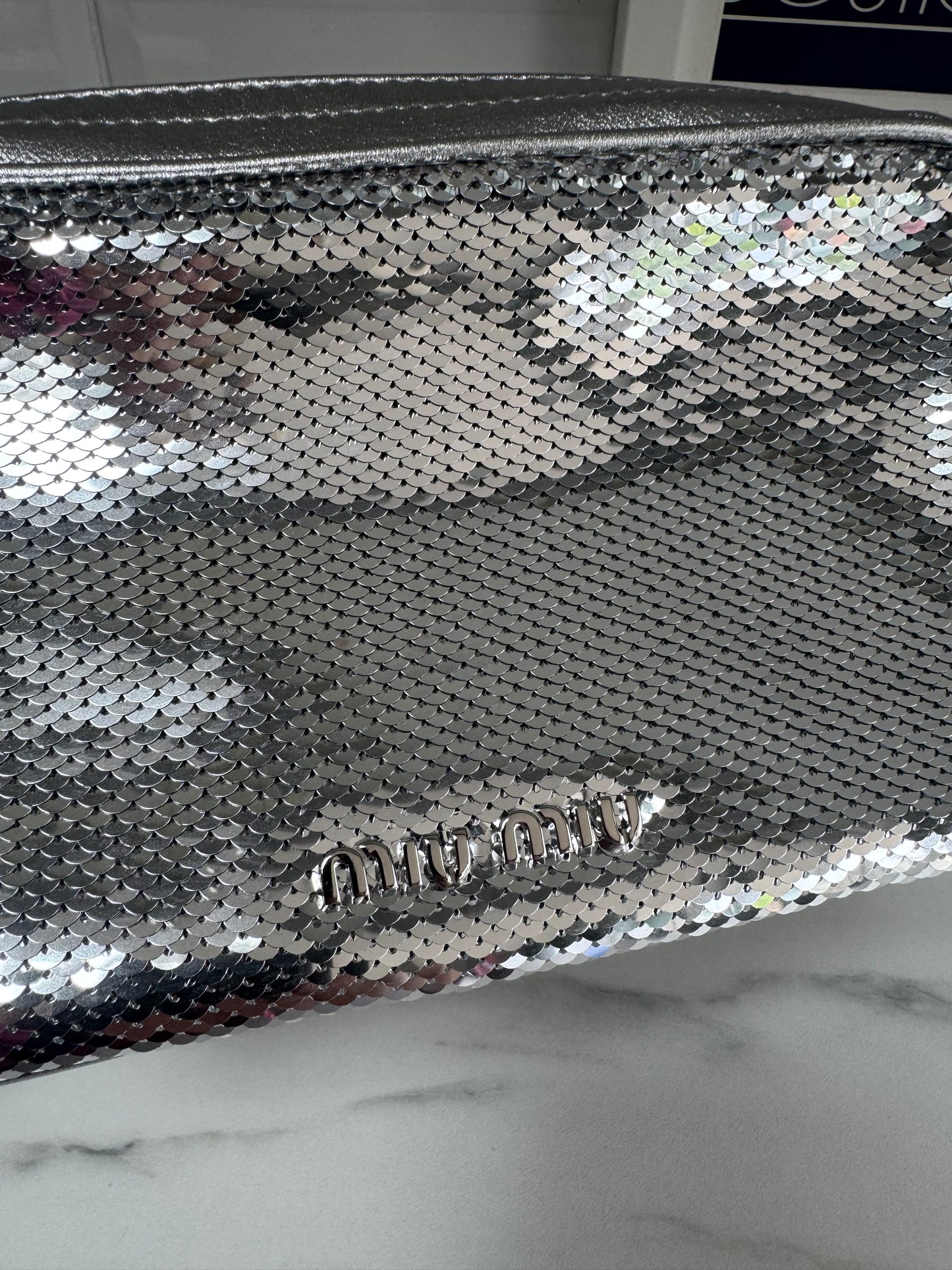 Miu Miu Sequin Camera Bag - Silver