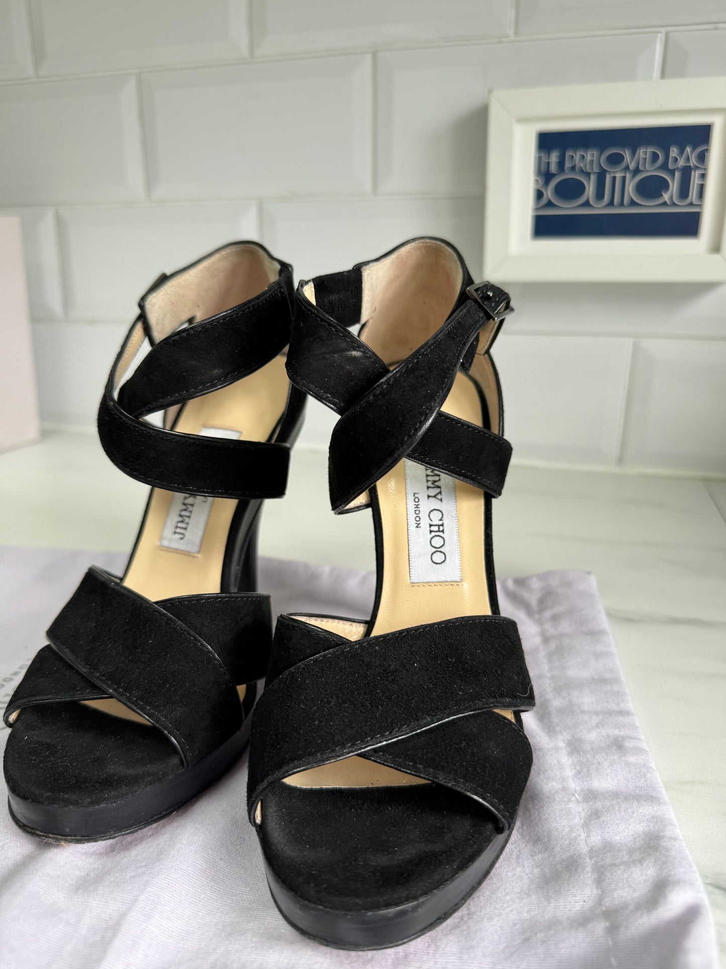 Jimmy Choo Florek Suede Platform Sandals - Black