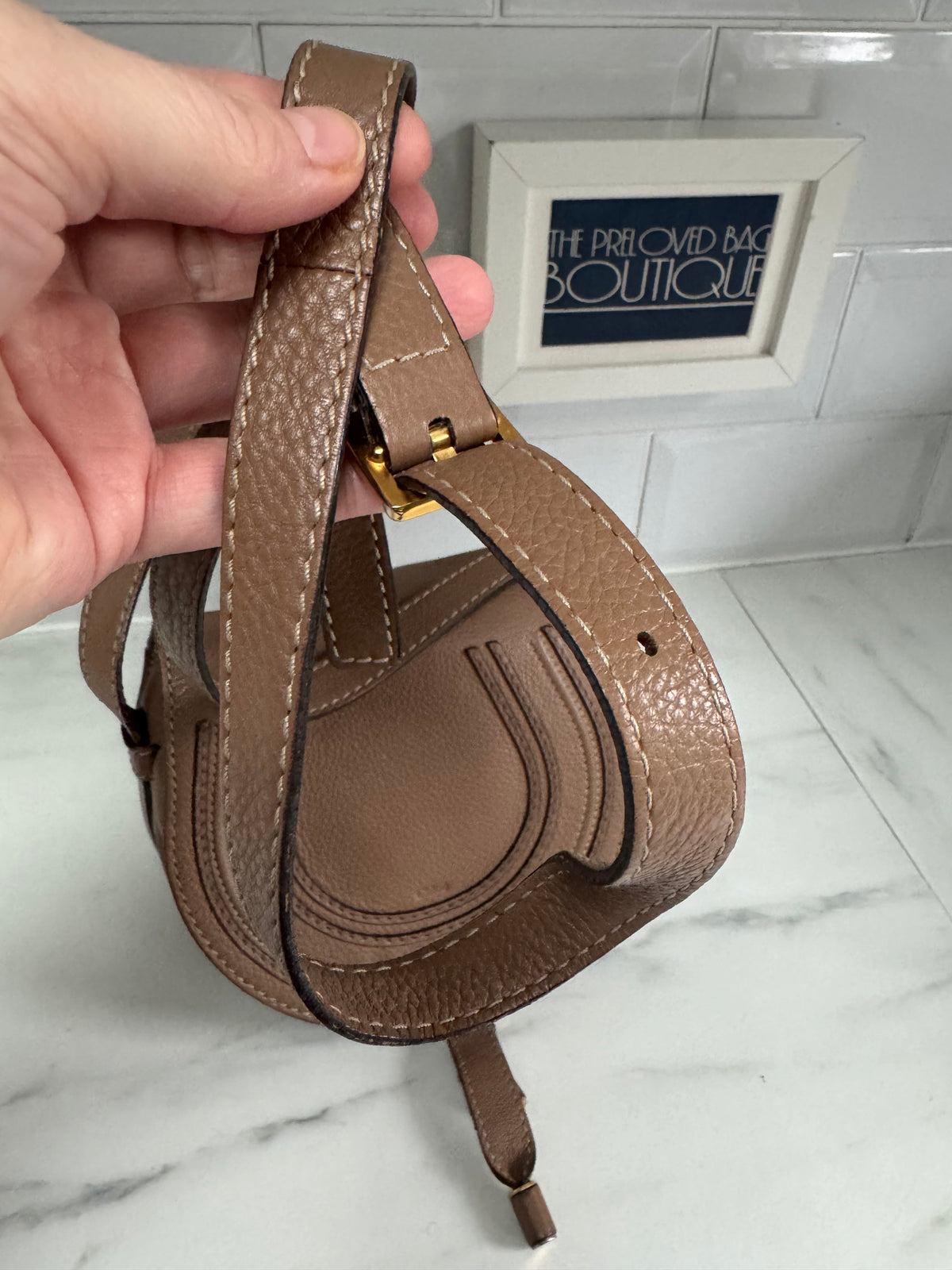 Chloé Mini Marcie Saddle Bag - Nut Brown