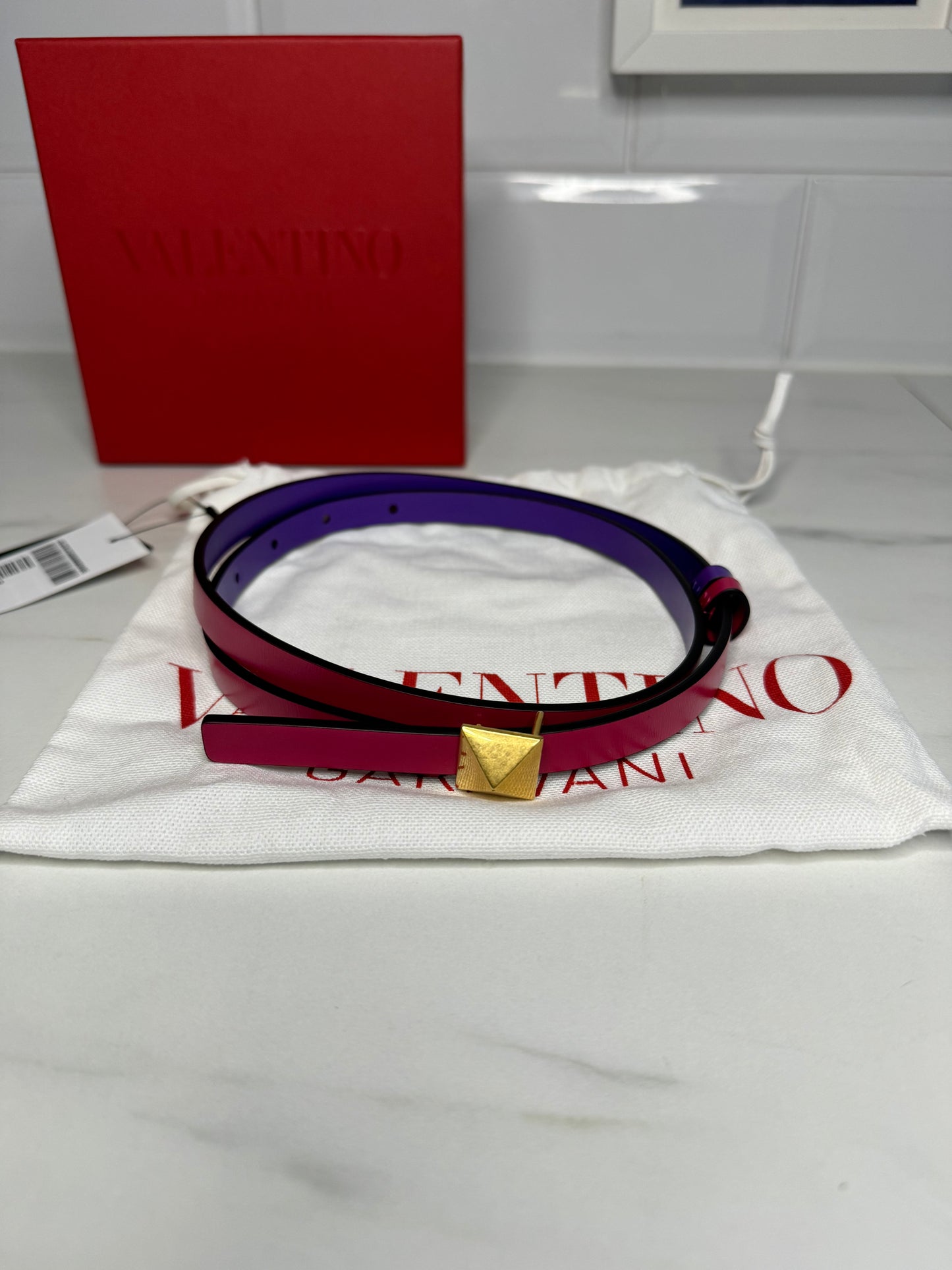 Valentino Garavani Small Stud Reversible Belt - Purple/Pink