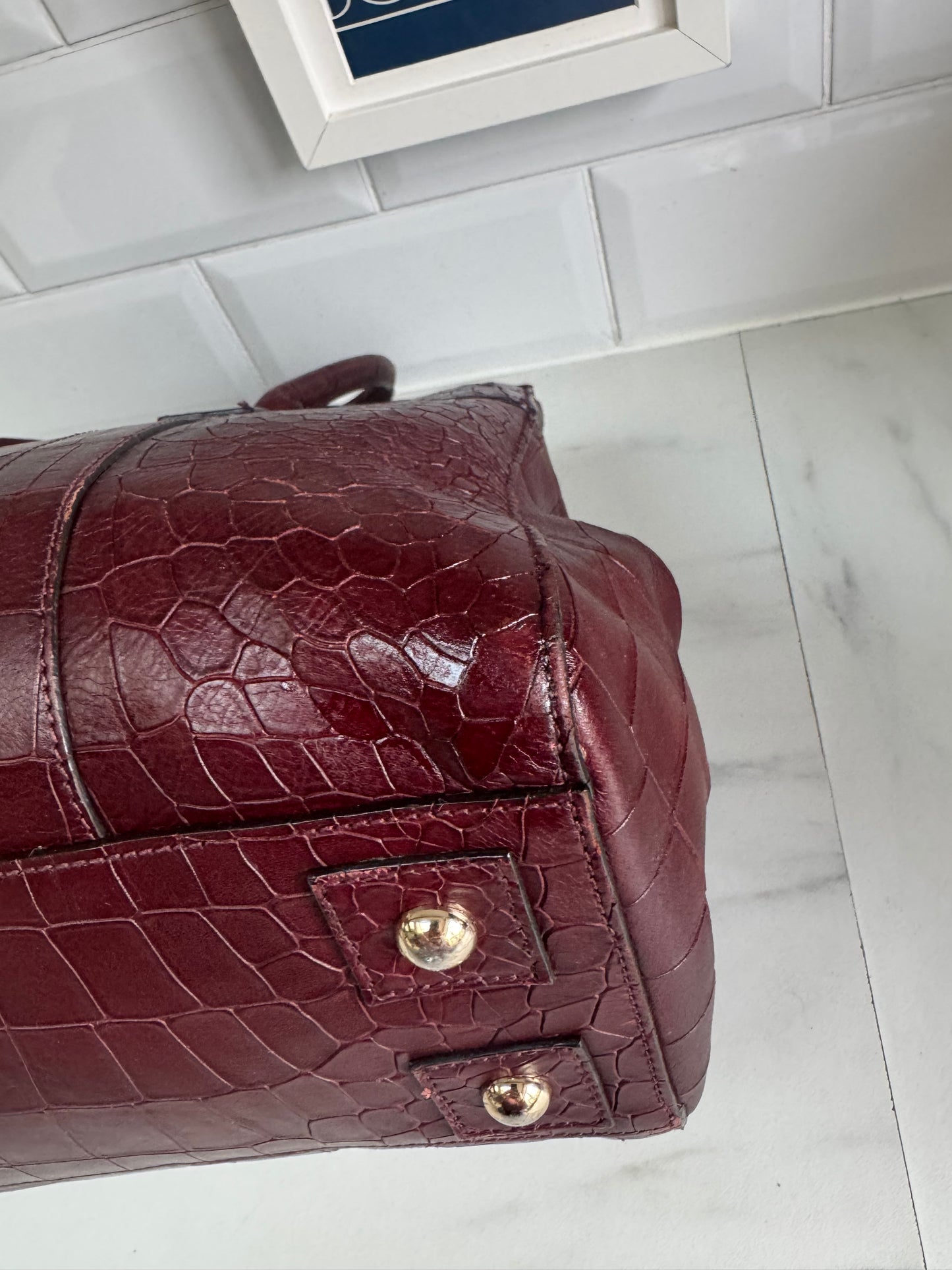 Mulberry Bayswater - Oxblood Croc Embossed