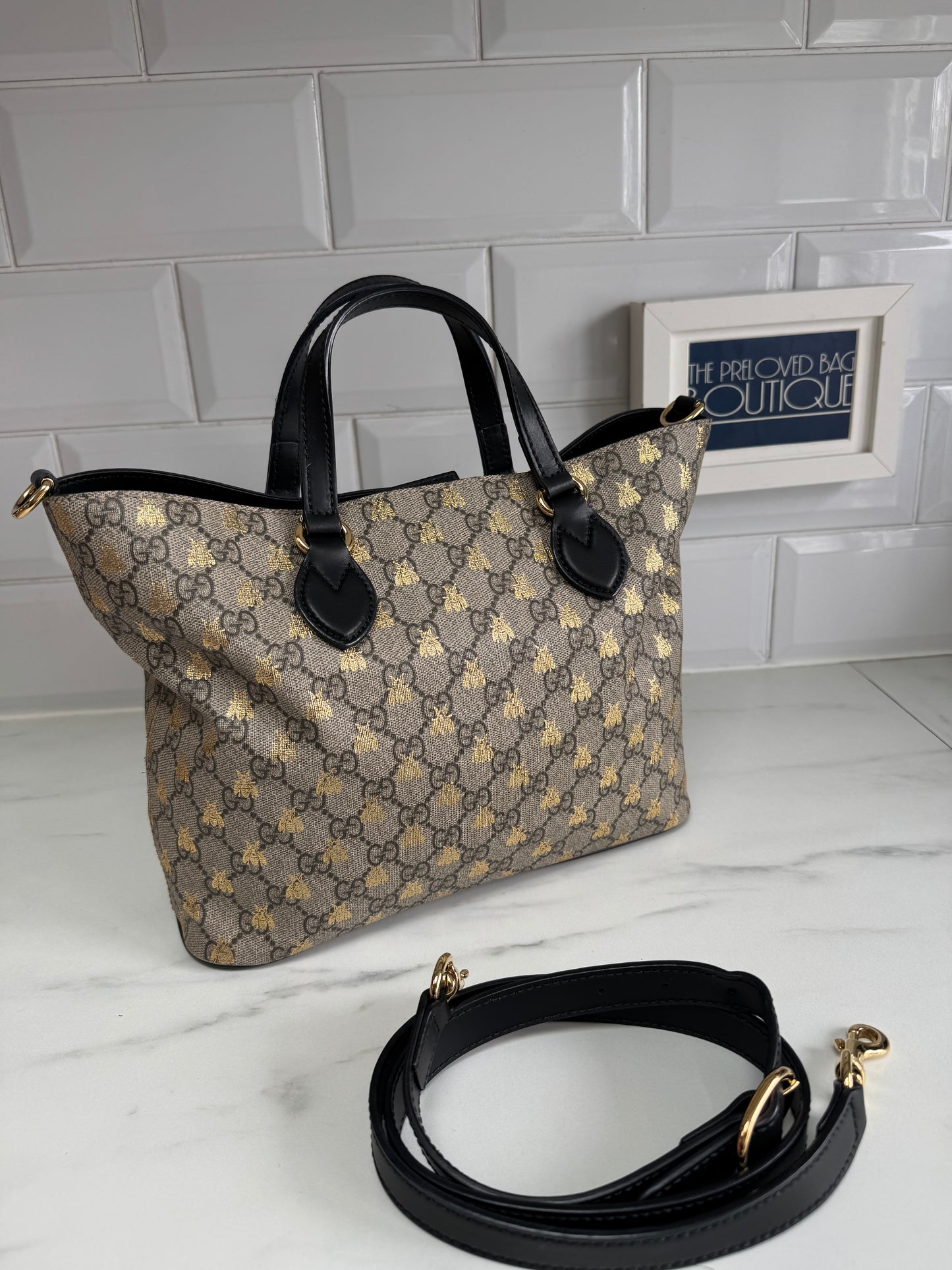 Gucci Supreme Bees Small Ltd Edition Cross Body Tote  - Grey
