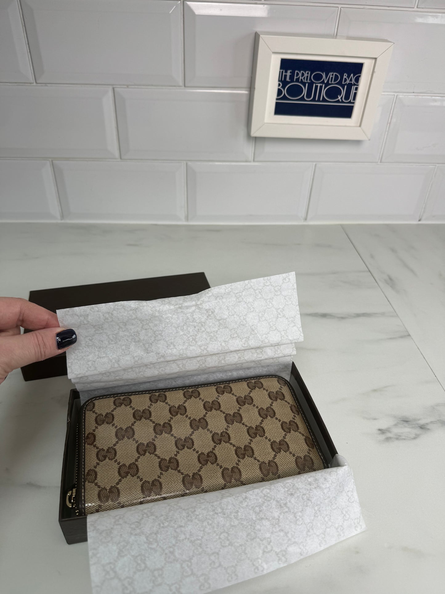 Gucci GG Crystal Zip Wallet - Brown