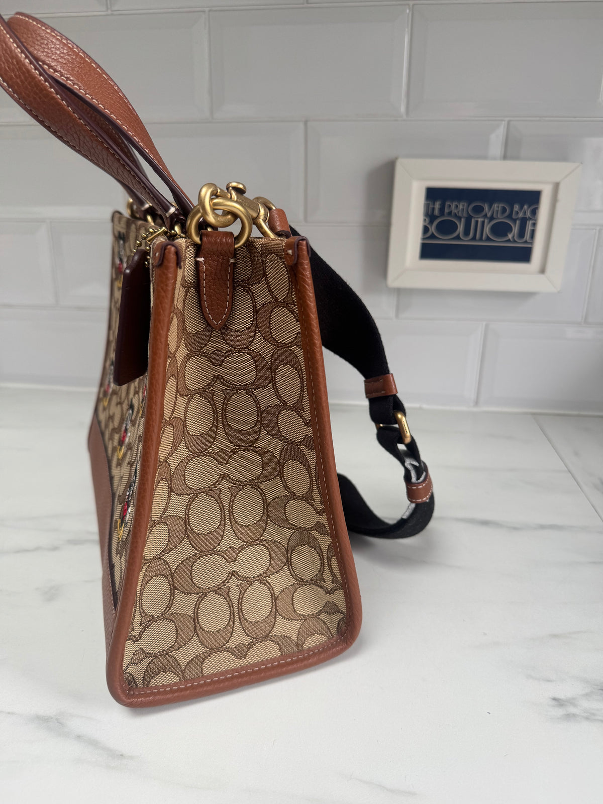 Coach Mickey Mouse Tote - Brown, Black and Red