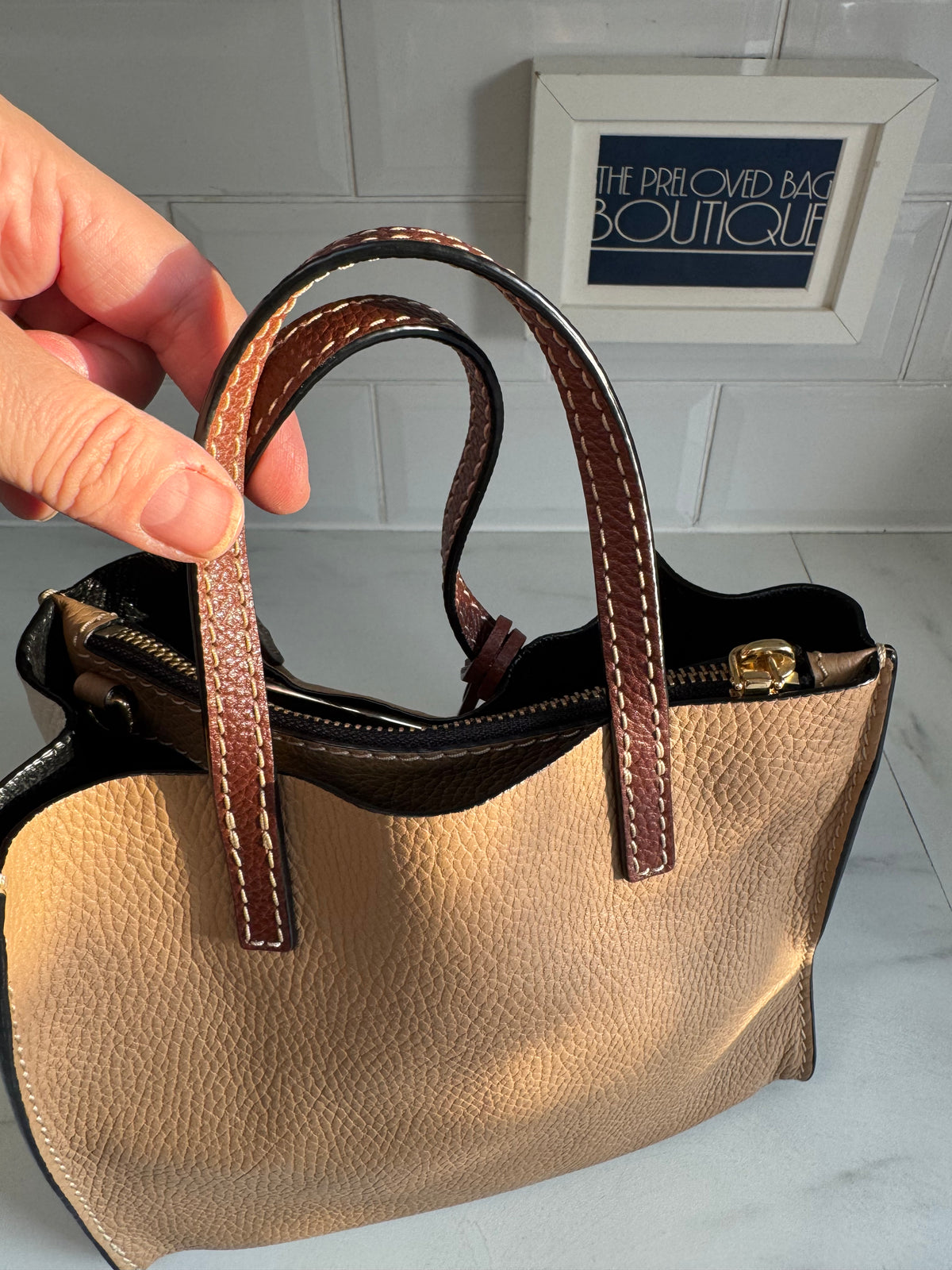 Marc Jacobs Mini Grind tote - Tan and White