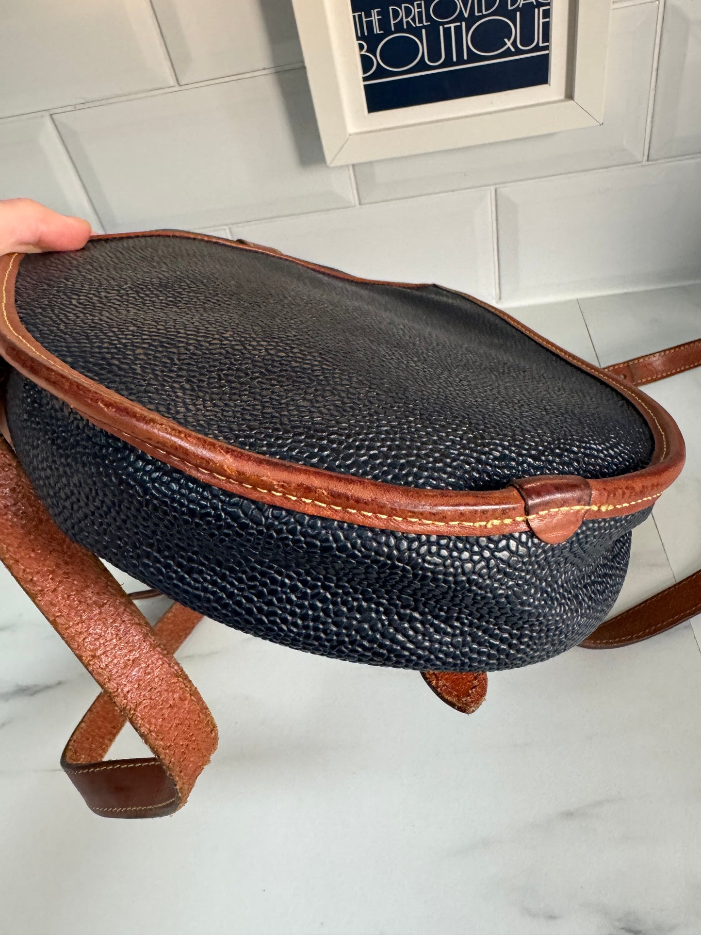 Mulberry Vintage Scotchgrain Saddle Bag - Black & Cognac