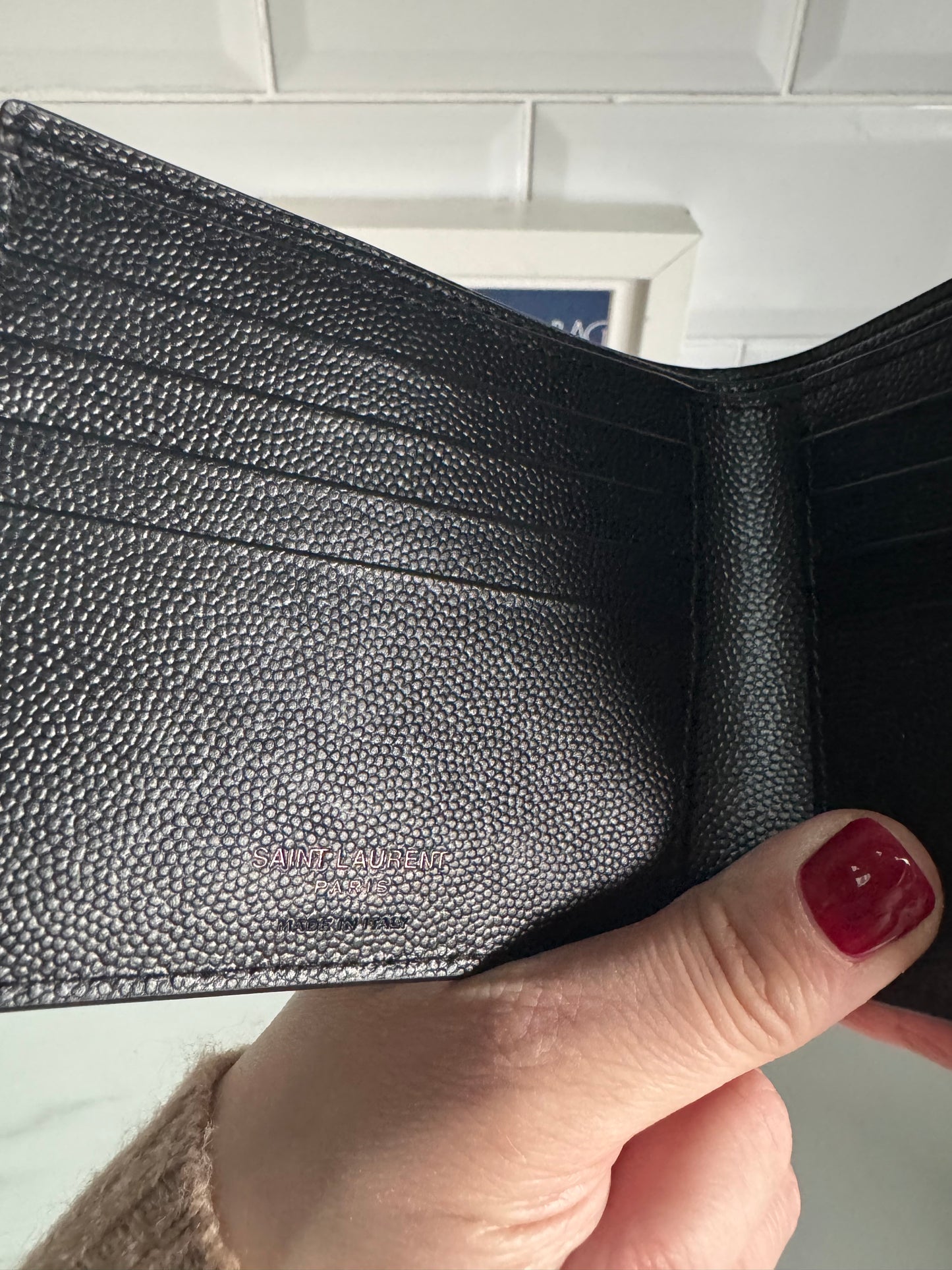 Saint Laurent (YSL) Monogram Bifold Card Holder/Wallet - Black