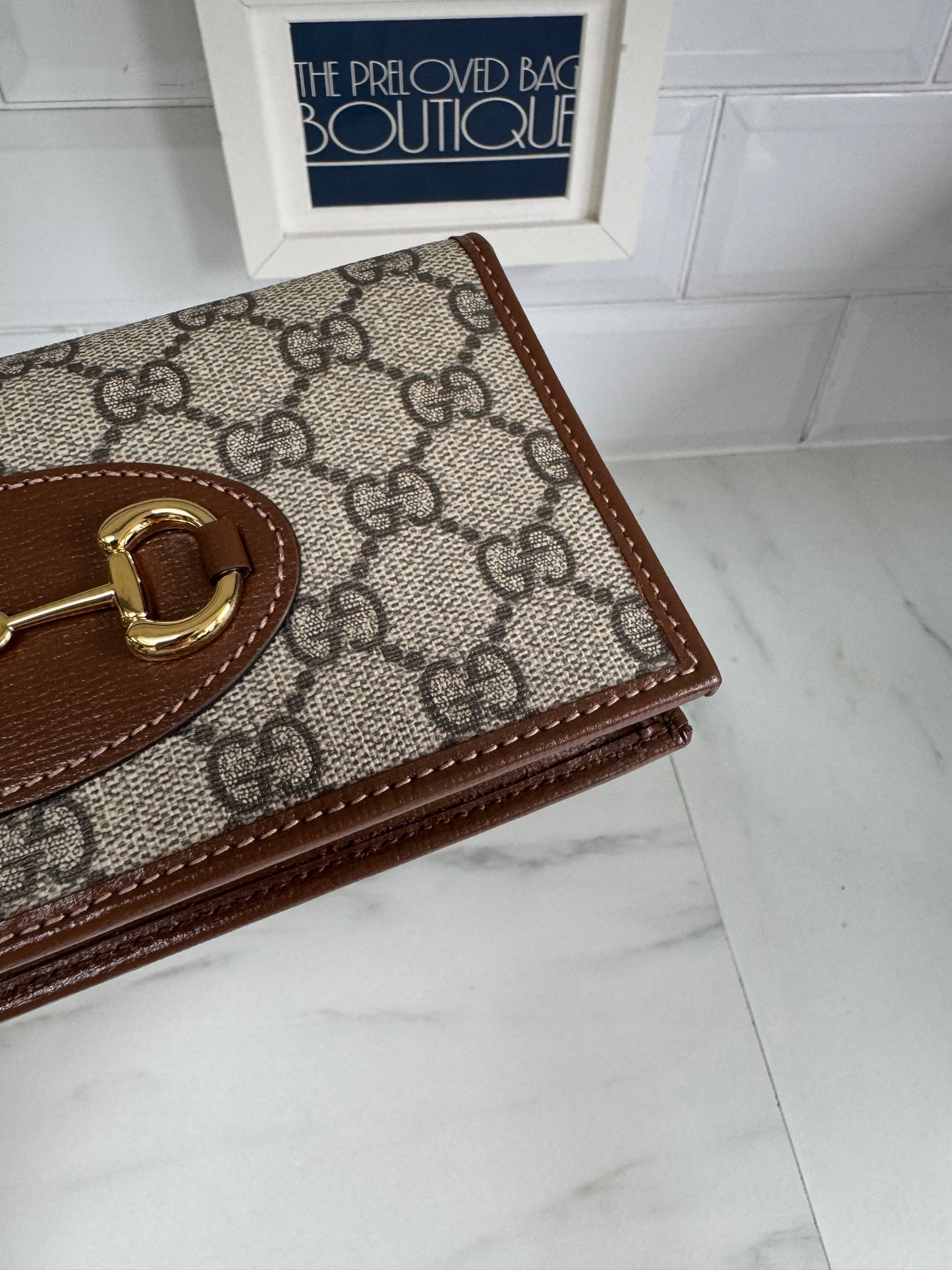 Gucci Horsebit Wallet on Chain - Brown and Beige