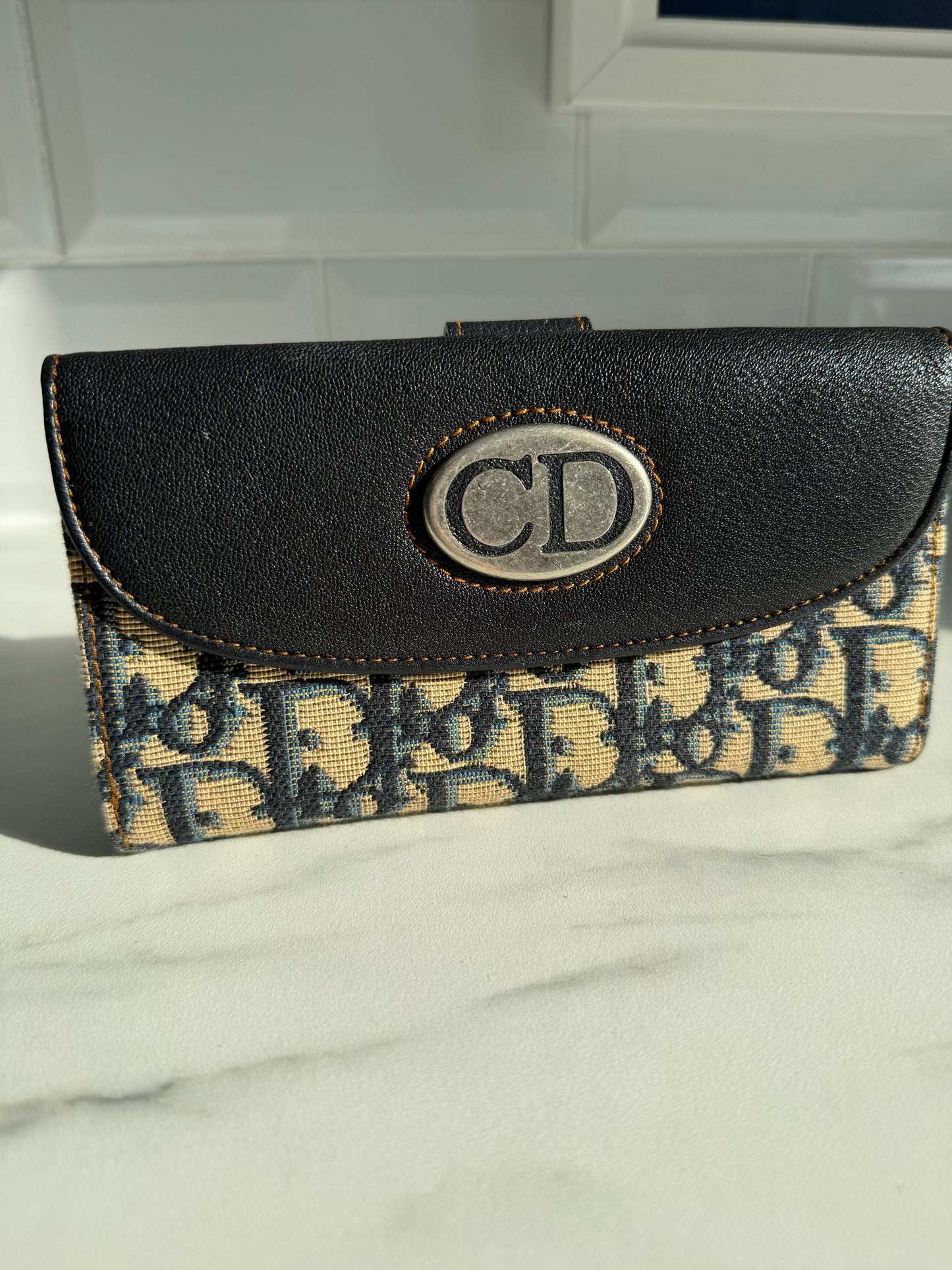 Christian Dior Trotter Jacquard Purse - Navy