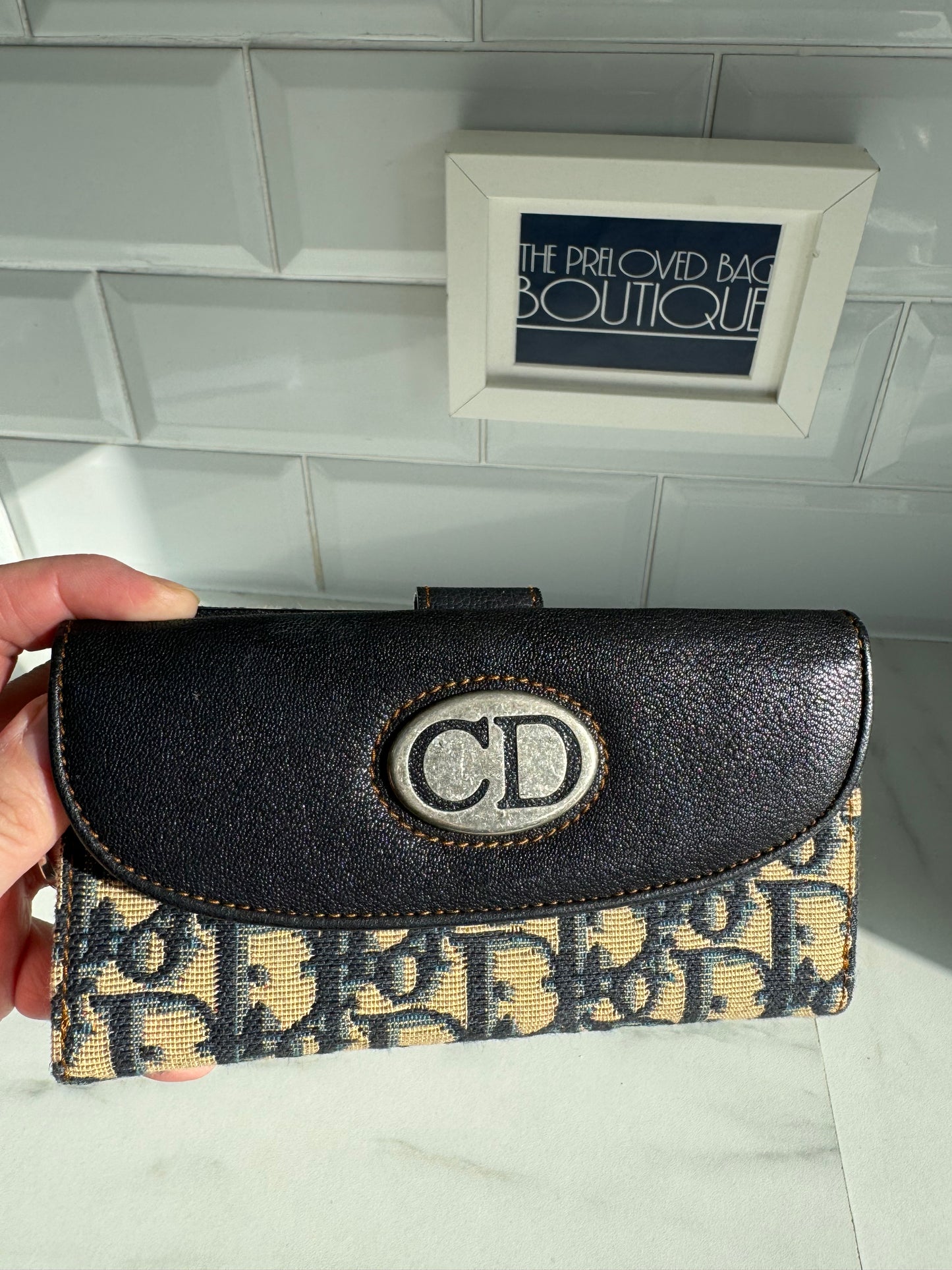 Christian Dior Trotter Jacquard Purse - Navy