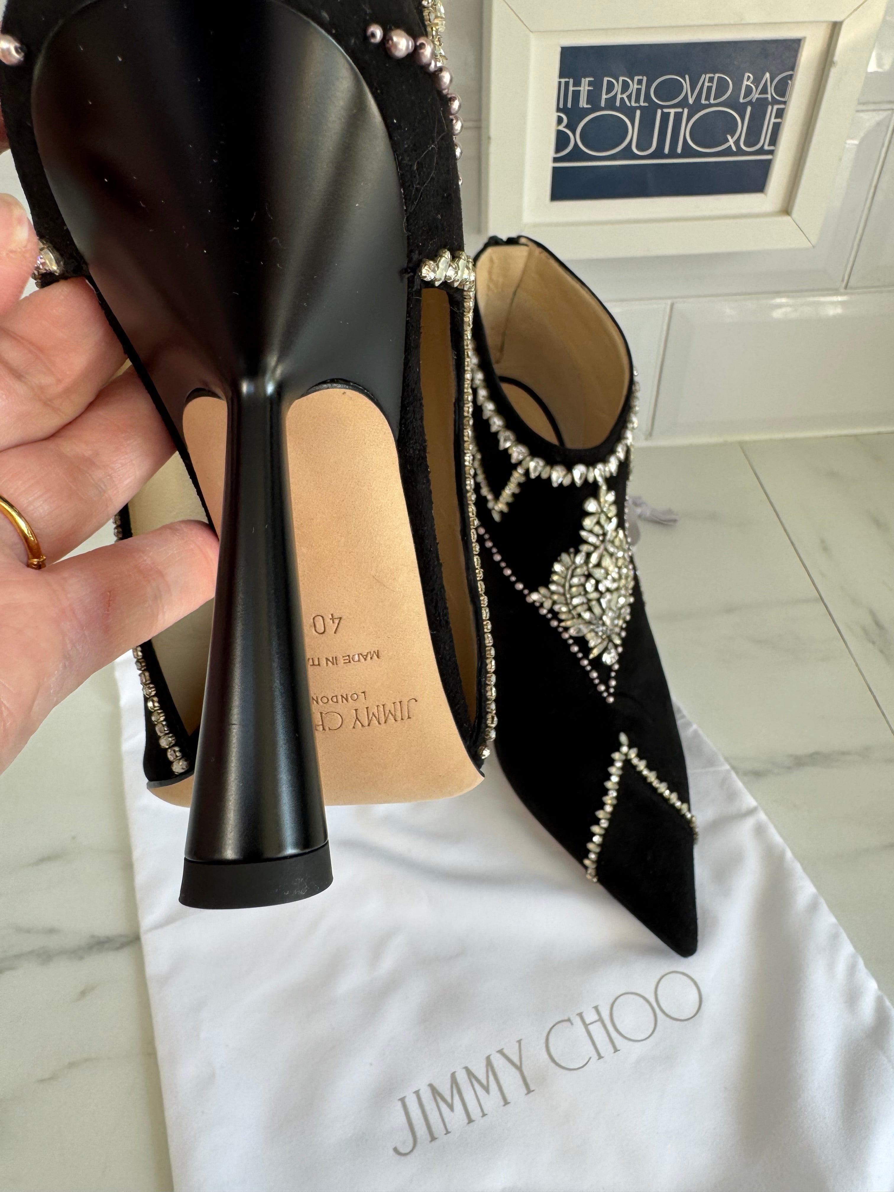 Jimmy Choo Kendrix 100 Laser Cut Crystal Embellished Ankle Boots